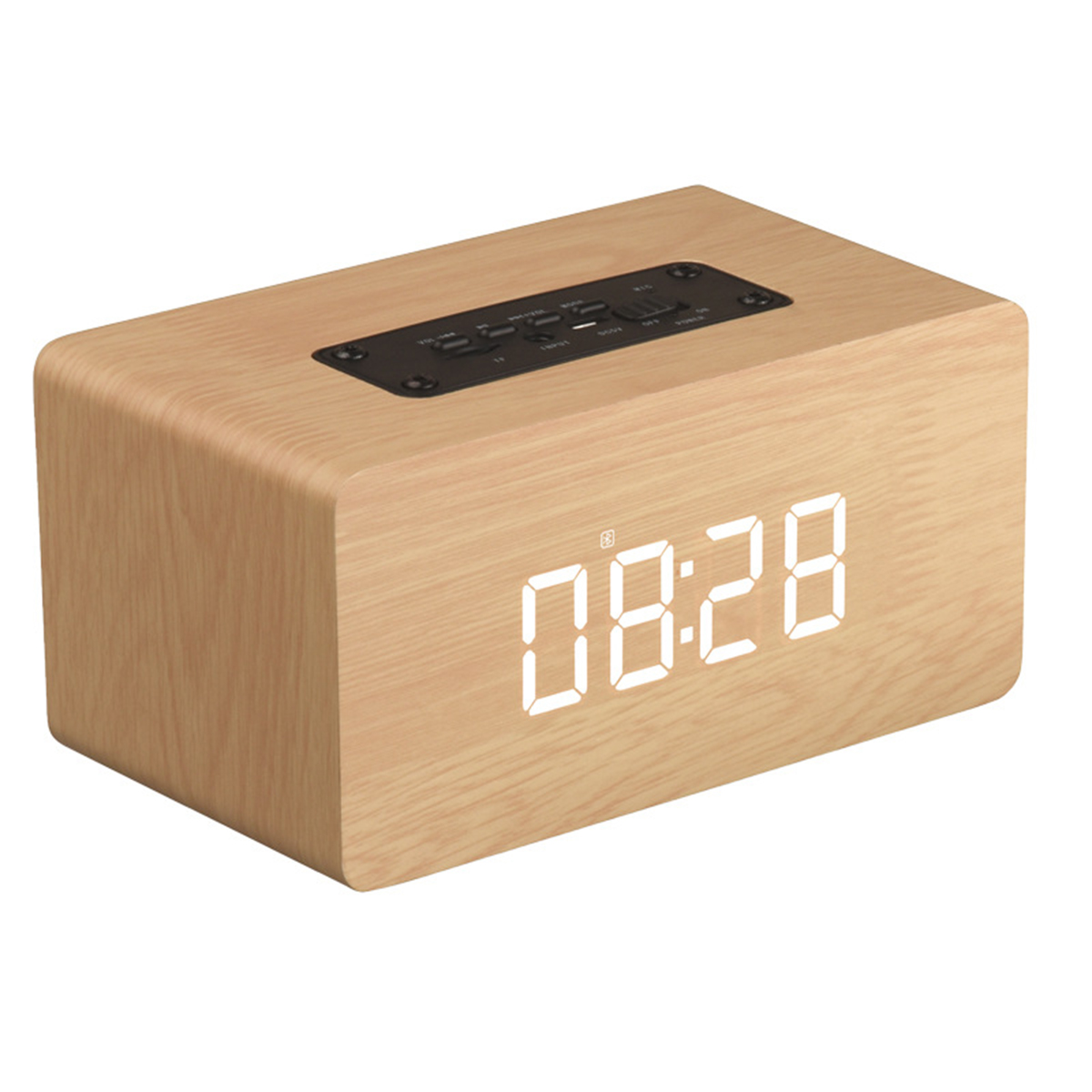 BRIGHTAKE Bluetooth Uhrfunktion Lautsprecher Alarm Bluetooth-Lautsprecher, Holzdesign - Gelb & - Wecker