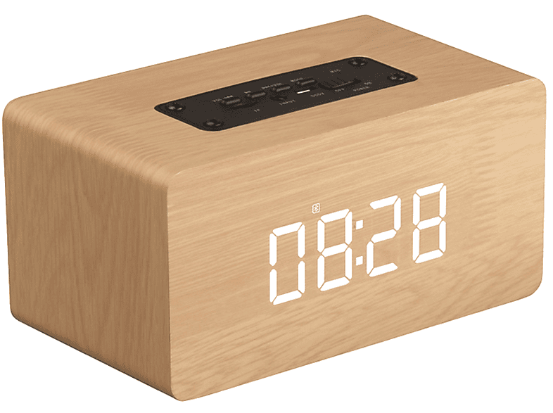 BRIGHTAKE Bluetooth Lautsprecher Wecker - Alarm Uhrfunktion Gelb - Holzdesign Bluetooth-Lautsprecher, 