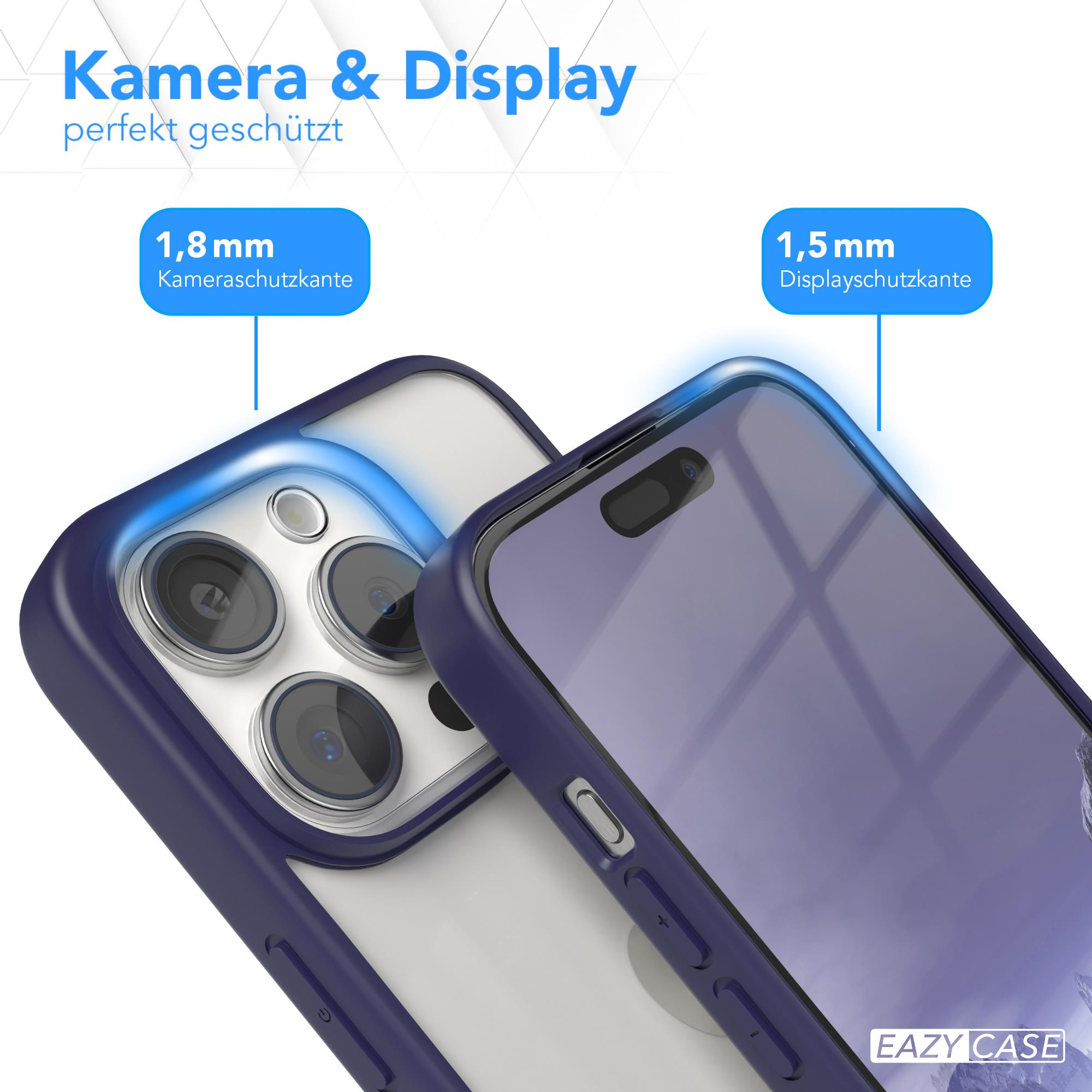 Eine Handyhülle ist auf einem Telefon. Die Hülle ist blau, das Telefon befindet sich in der Hülle.