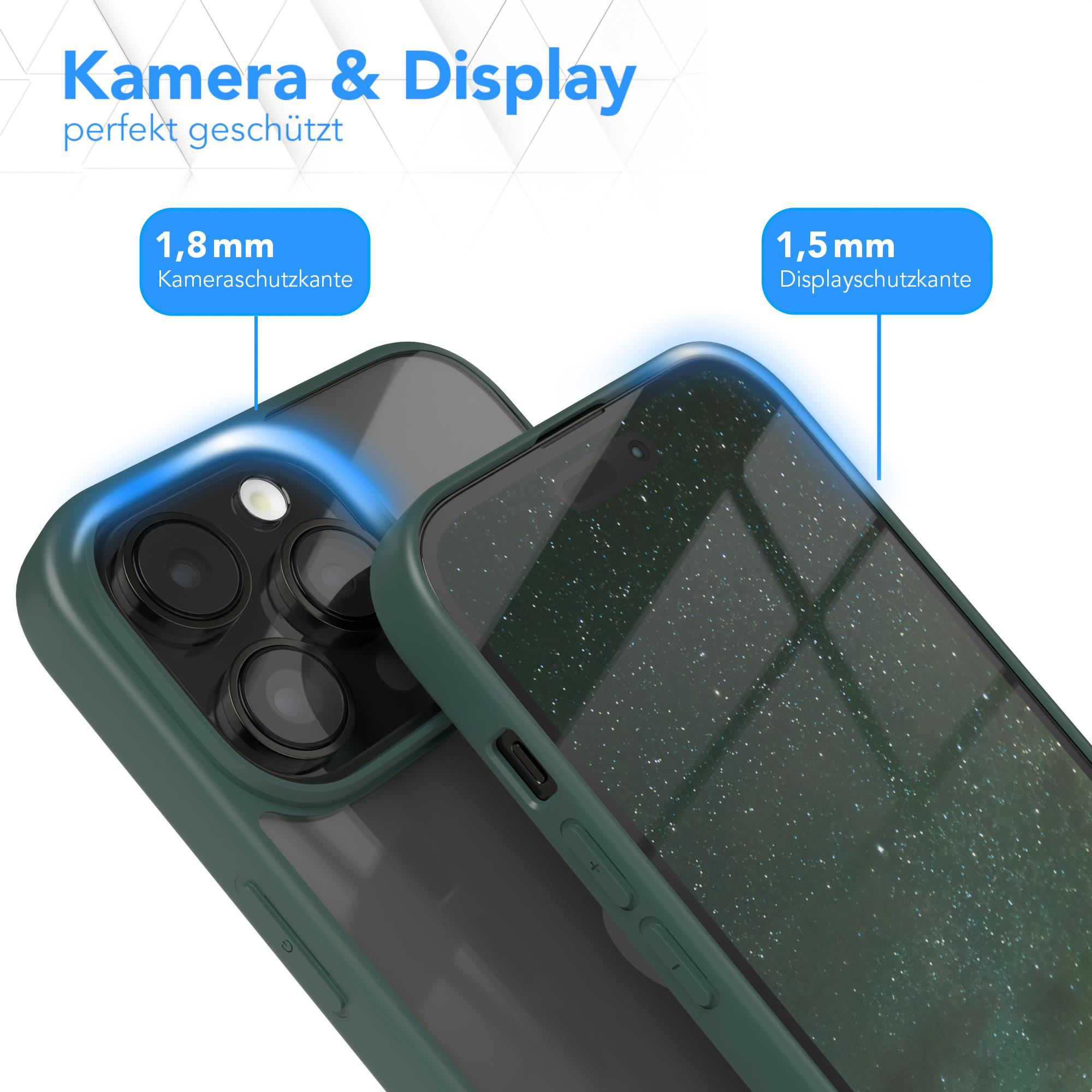 Handyhülle mit Telefon, zeigt schützende Ränder. Maße: 1,8 mm und 1,5 mm.