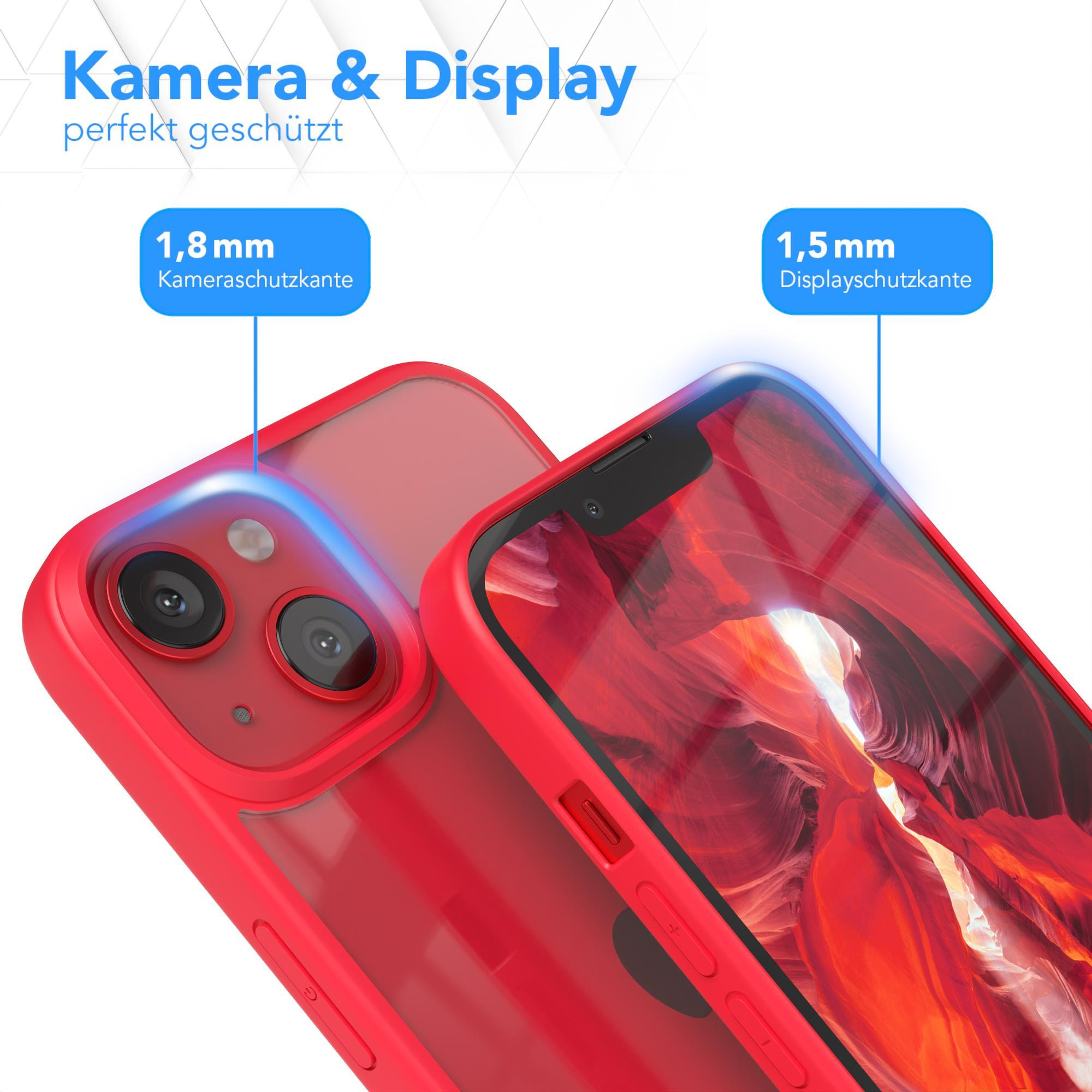 Rote Handyhülle mit Telefon, zeigt schützende Ränder. Maße: 1,8 mm und 1,5 mm.