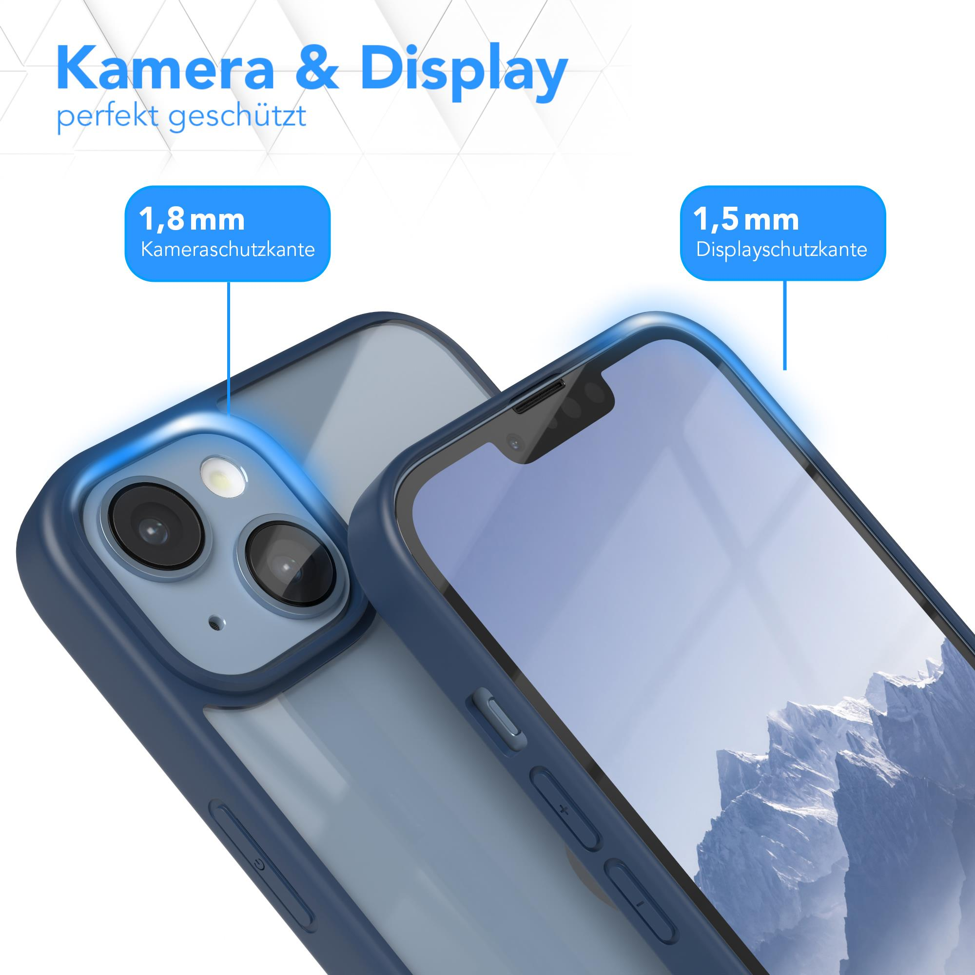 Ein Telefon in einer Hülle, zeigt die Kamera- und Displayschutzmessungen.