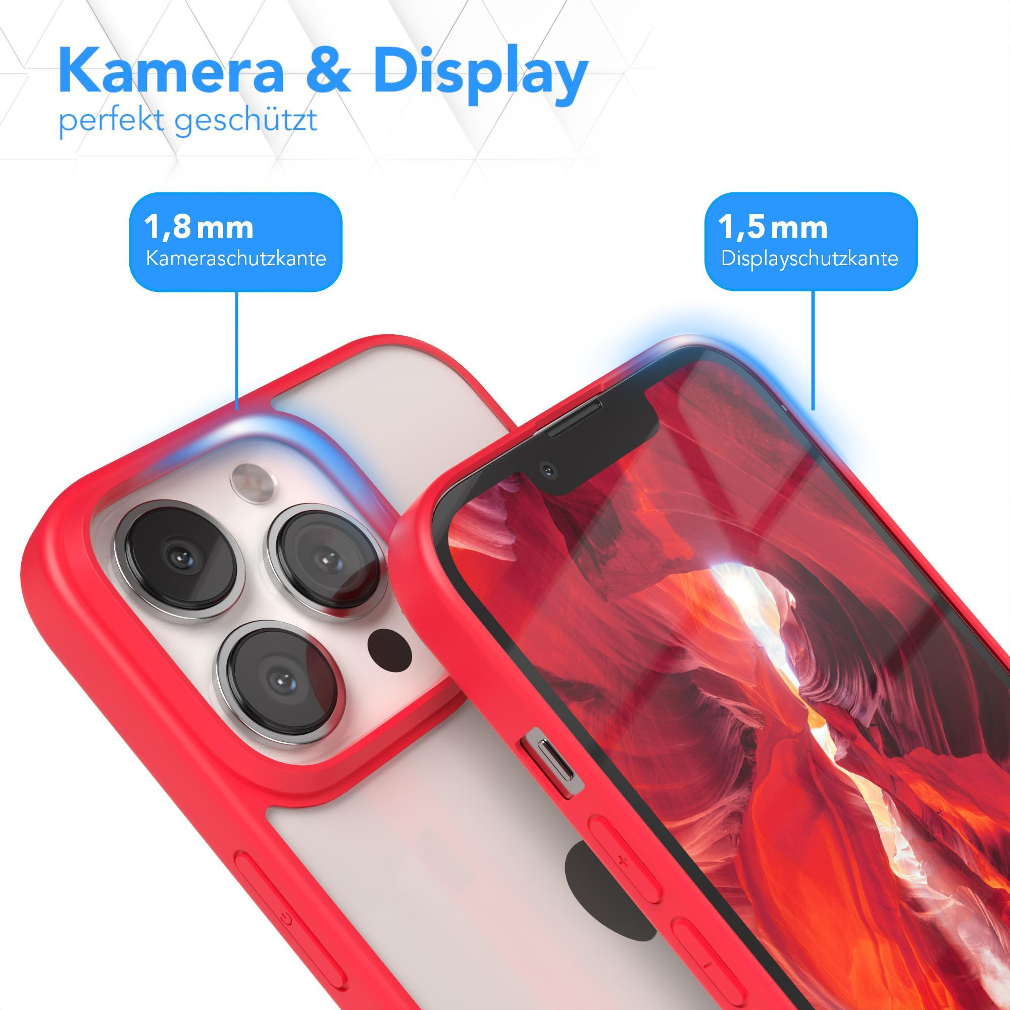 Zwei Telefonhüllen nebeneinander. Rote Hülle. Die Hüllen haben einen roten Rand und einen transparenten Rücken.