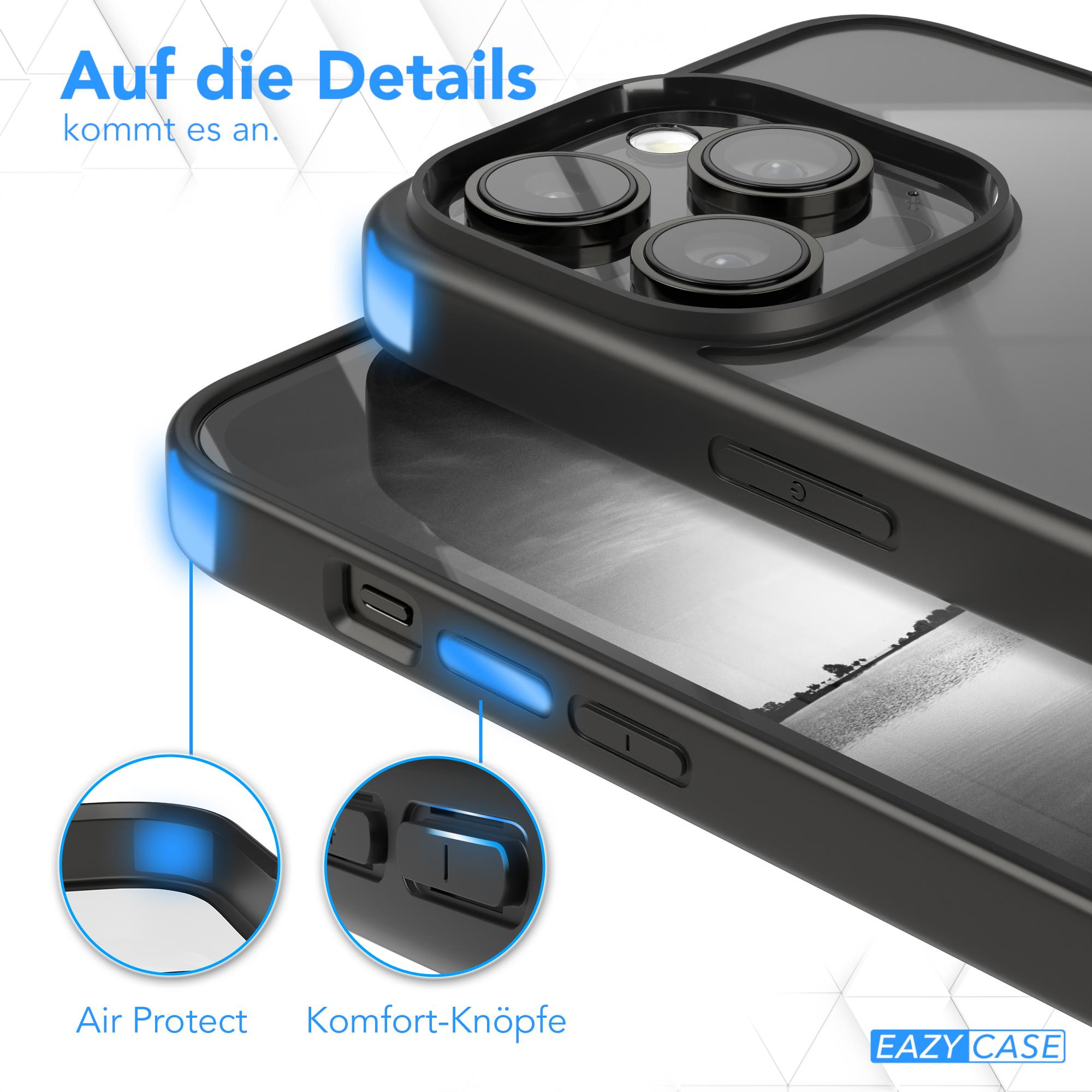Zwei Handyhüllen, die Details ihrer Knöpfe zeigen. Air Protect und Komfort-Knöpfe sind sichtbar.