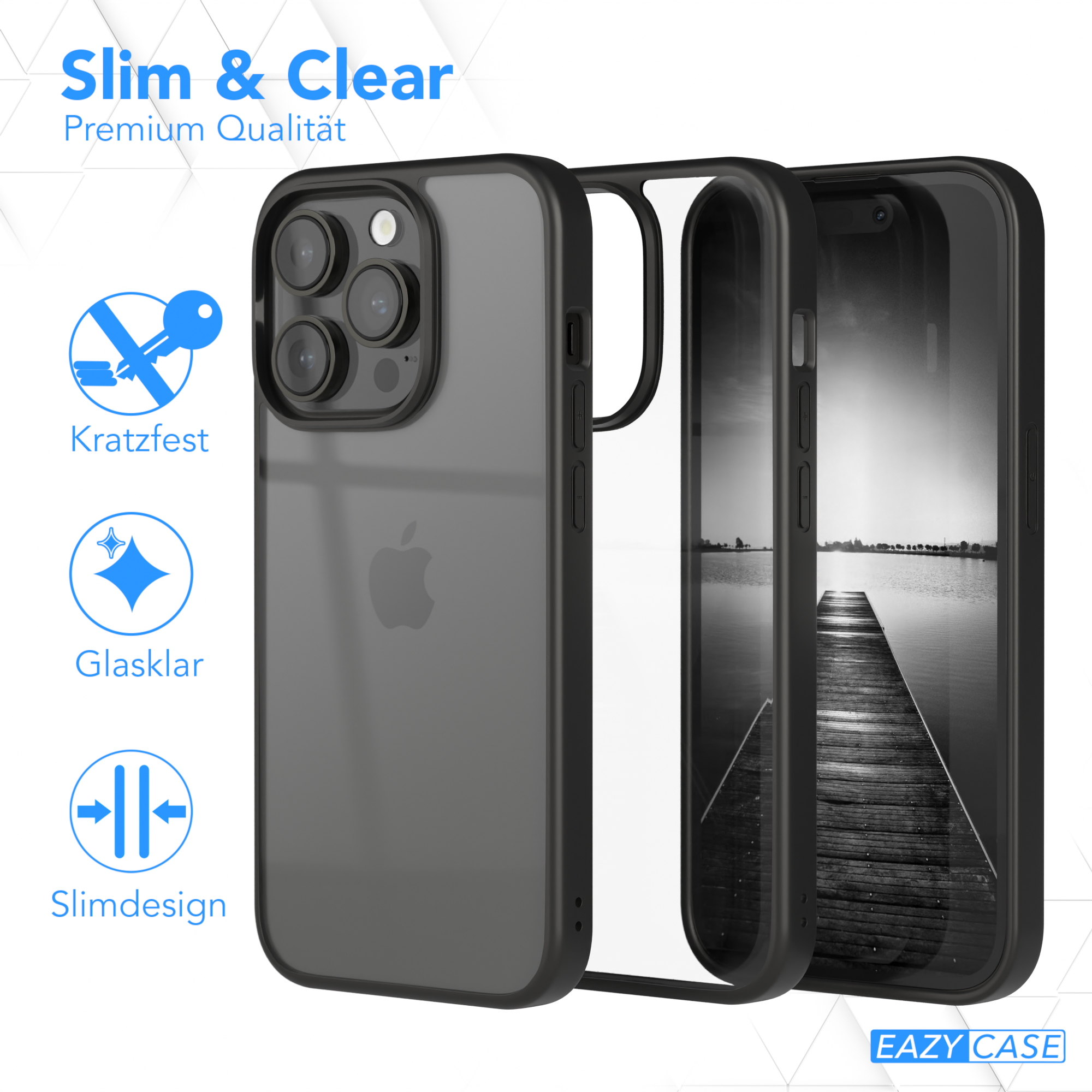 EAZY CASE Bumper Case, Pro, 14 Schwarz Bumper, iPhone Apple