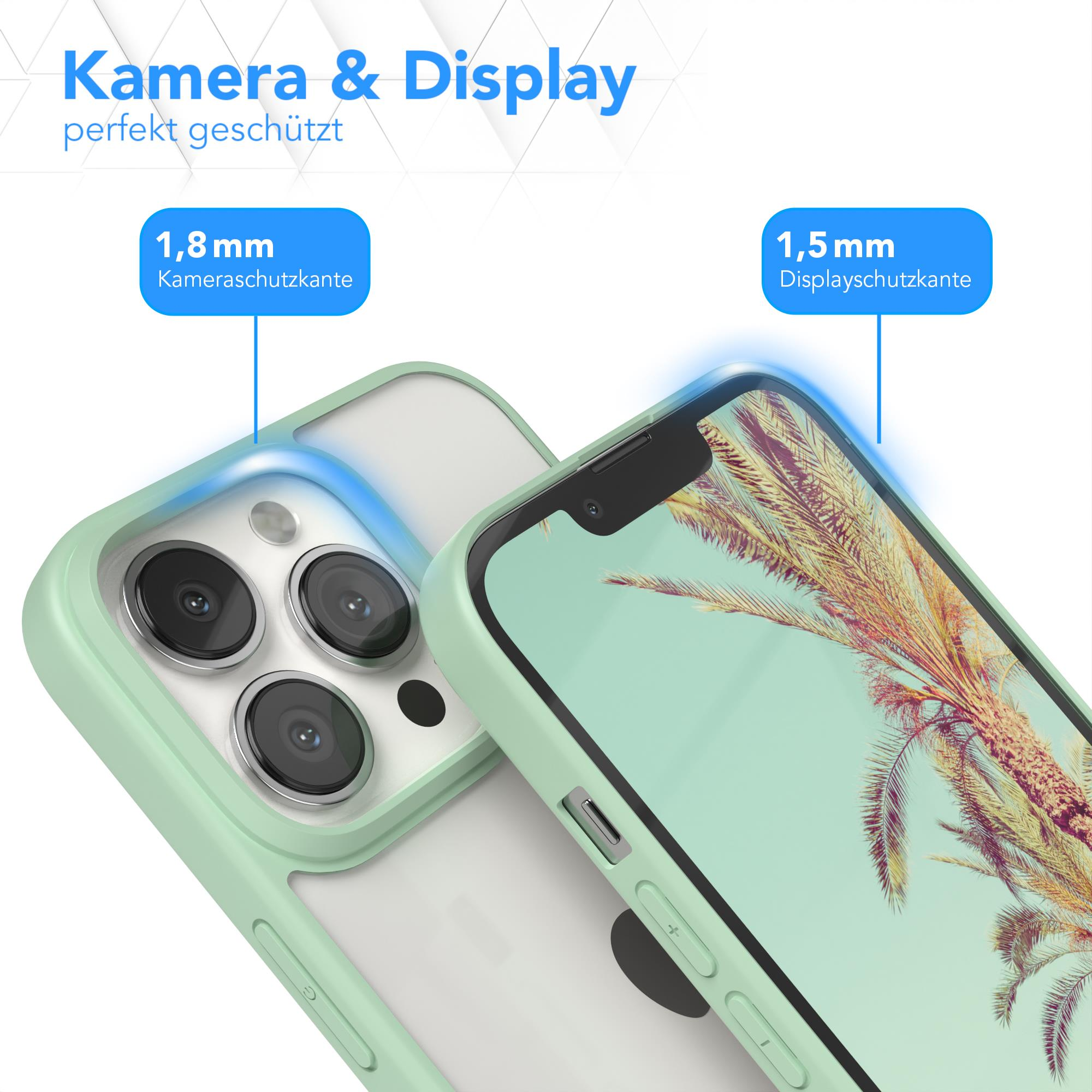 Handyhülle mit grünem Rand schützt das Telefon. Der Text lautet 1,8 mm und 1,5 mm Schutz.