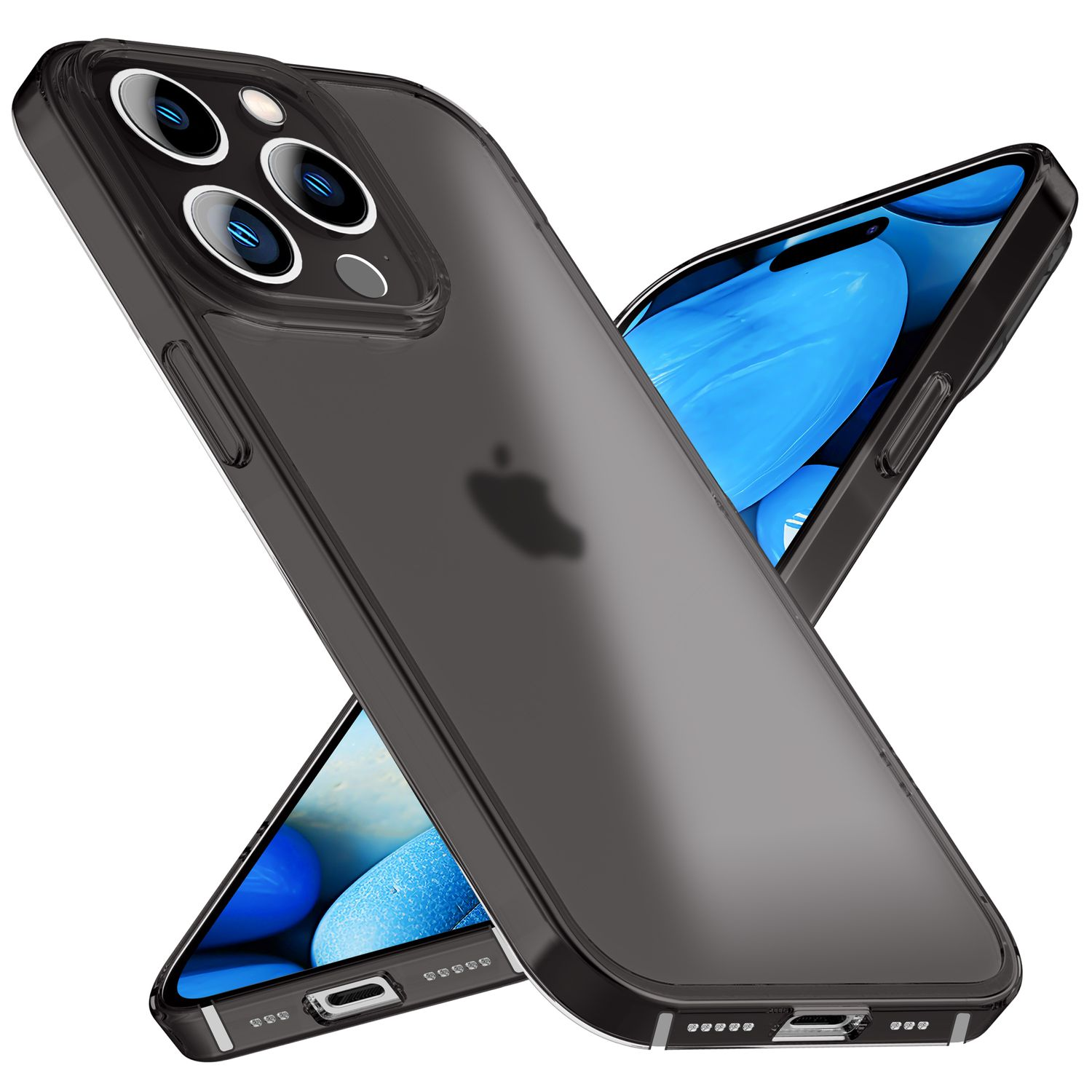Hülle, iPhone Schwarz Harte Halb-Klare NALIA Backcover, Apple, 15 Pro,