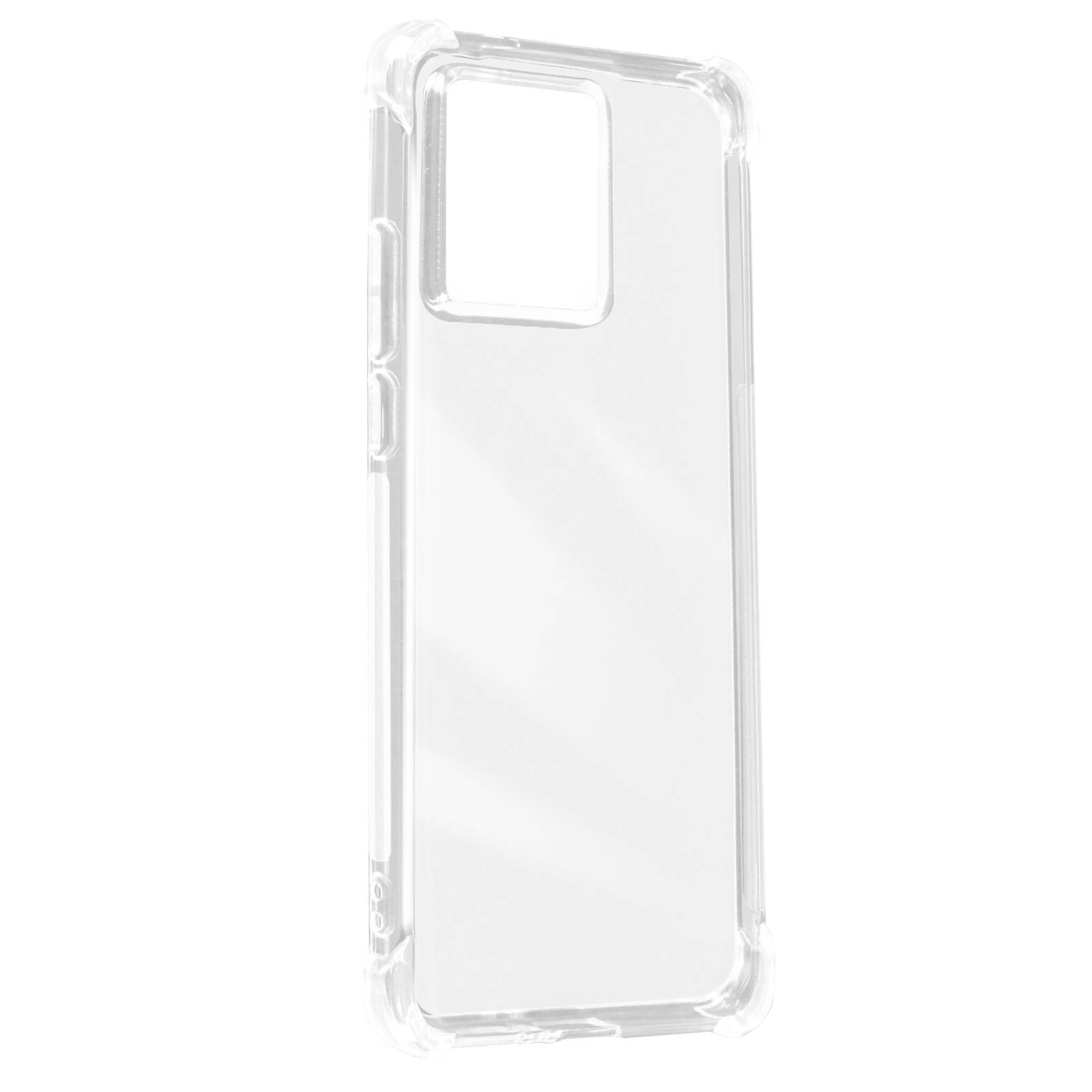 Una custodia trasparente per telefono, con un ritaglio per la fotocamera.