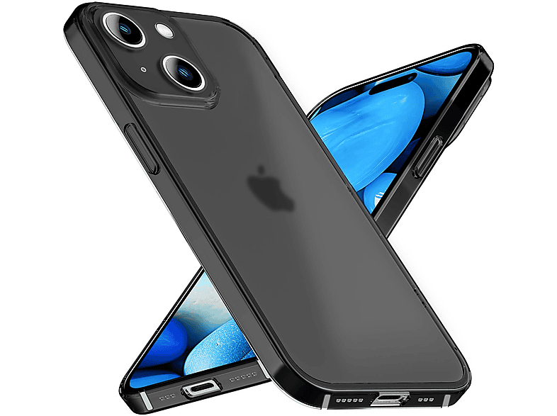 iPhone 15, Hülle, Apple, Halb-Klare NALIA Harte Schwarz Backcover,
