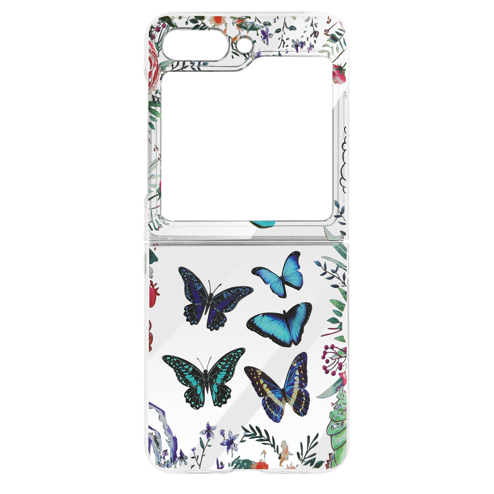 AVIZAR Schmetterling Design, Backcover, Polycarbonat Samsung, Z Series, Galaxy Cover 5, Flip Blau