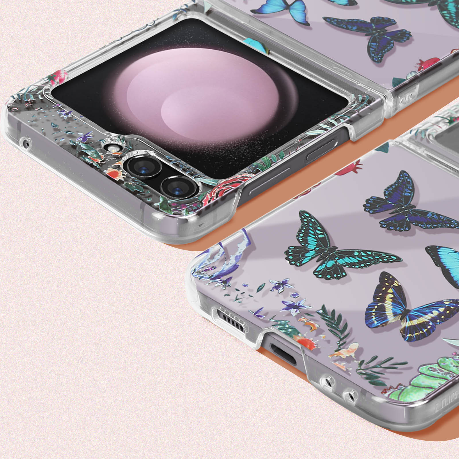 Z Backcover, Polycarbonat Flip 5, Samsung, Series, Galaxy AVIZAR Schmetterling Cover Design, Blau
