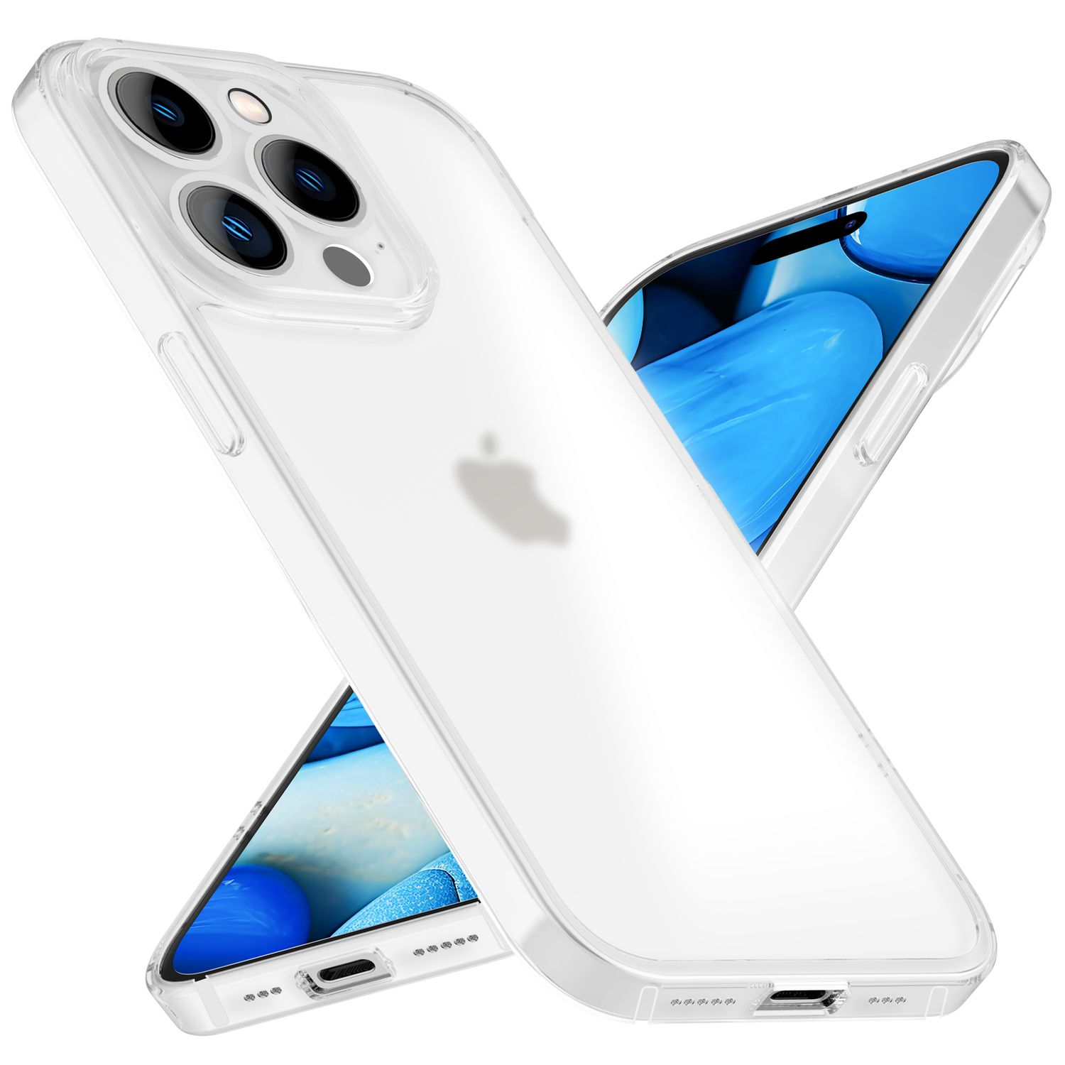 Weiß Hülle, 15 Harte Halb-Klare NALIA iPhone Pro, Apple, Backcover,