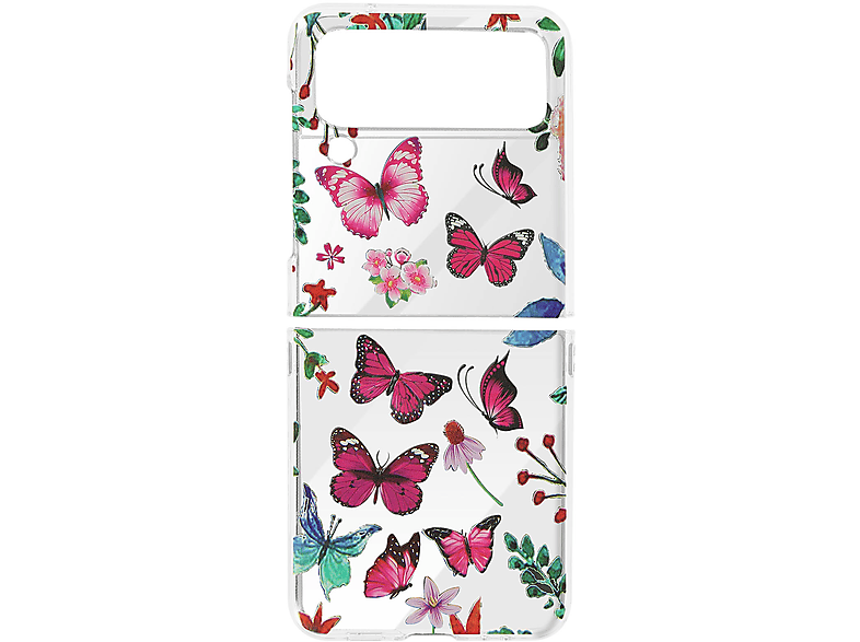 AVIZAR Schmetterling Design, Polycarbonat Cover Series, Z Galaxy Flip Samsung, Backcover, Rosa 4