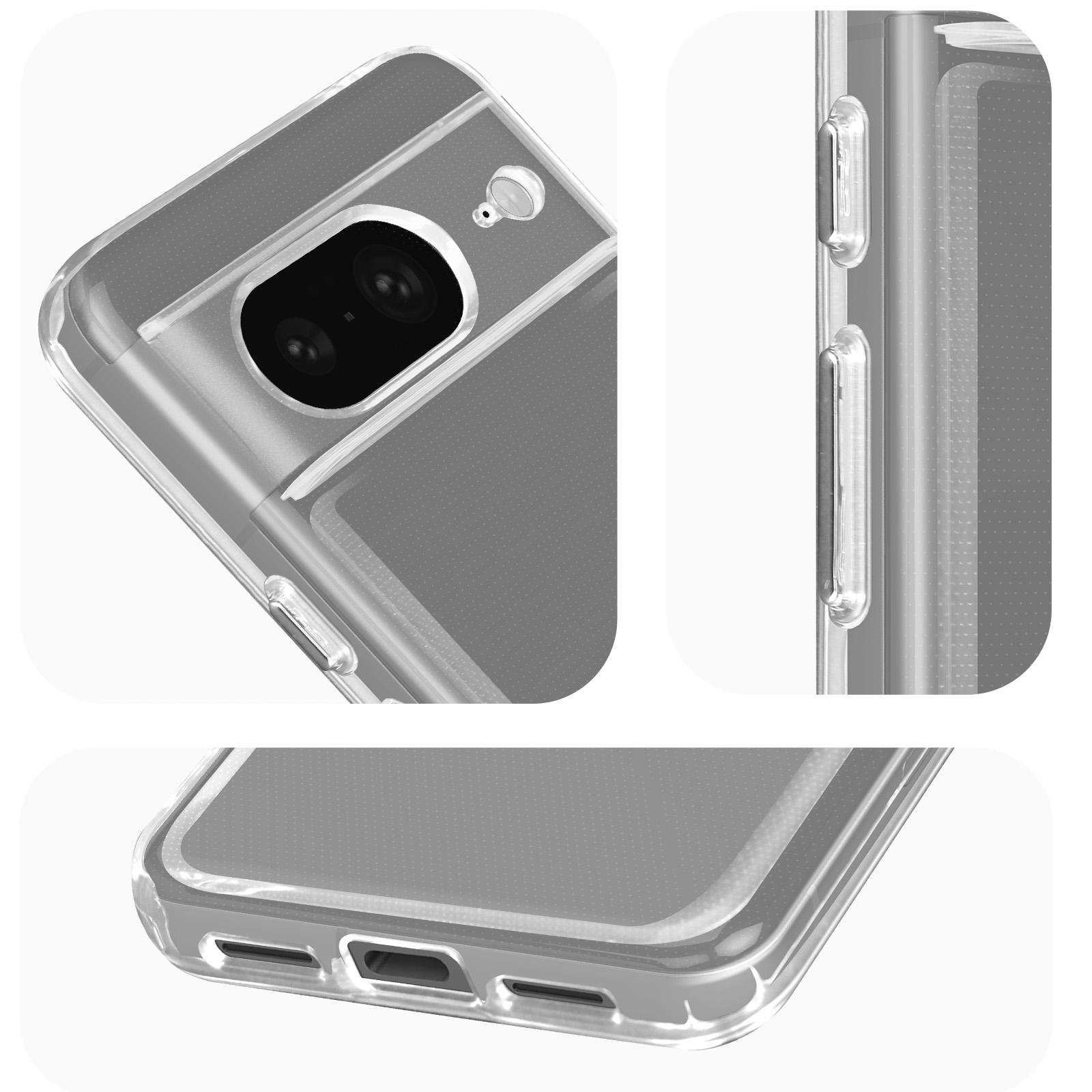 Transparent Classic Case 8, AVIZAR Series, Pixel Google, Backcover,