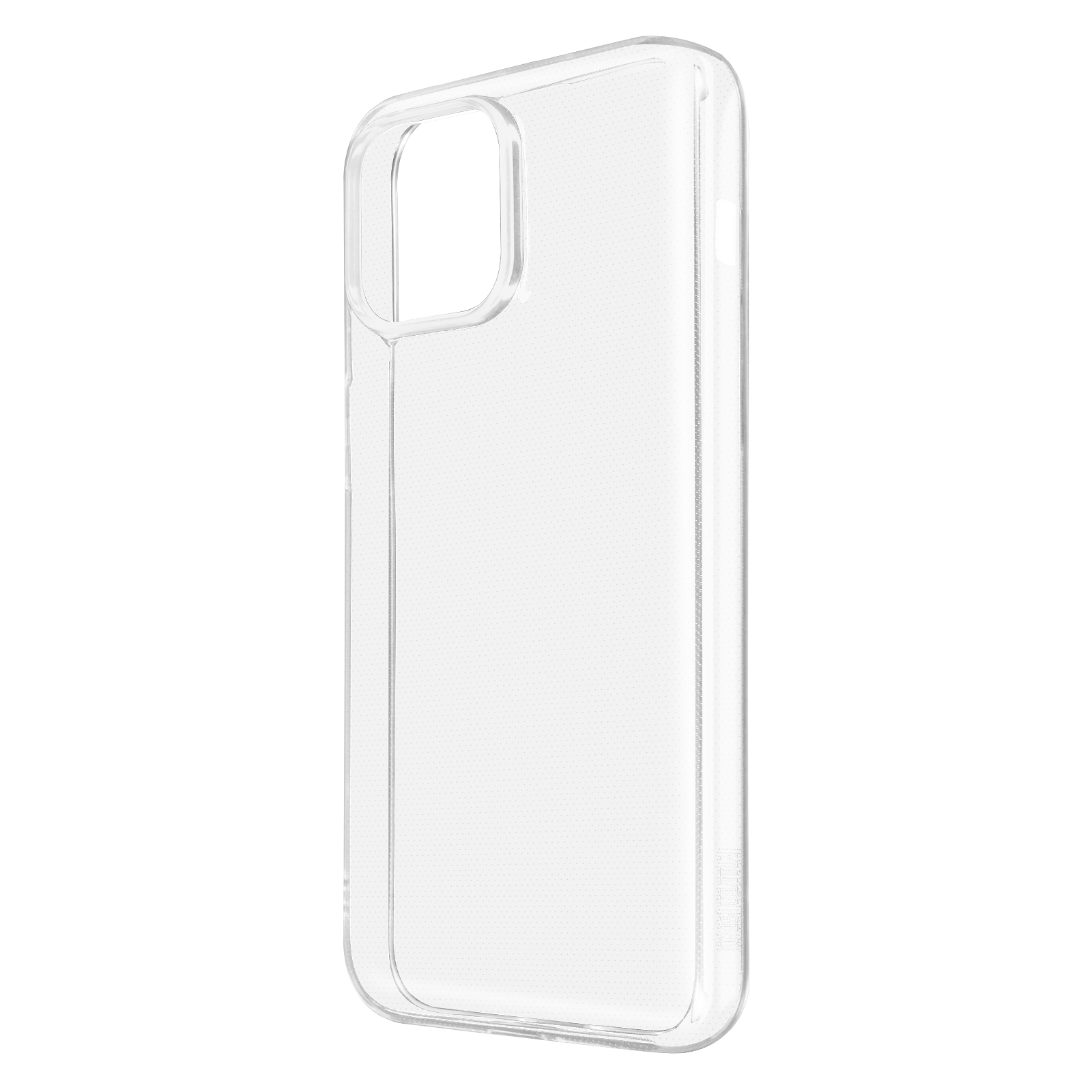 Una custodia trasparente per telefono che mostra il design del telefono, con una cornice semplice e trasparente.