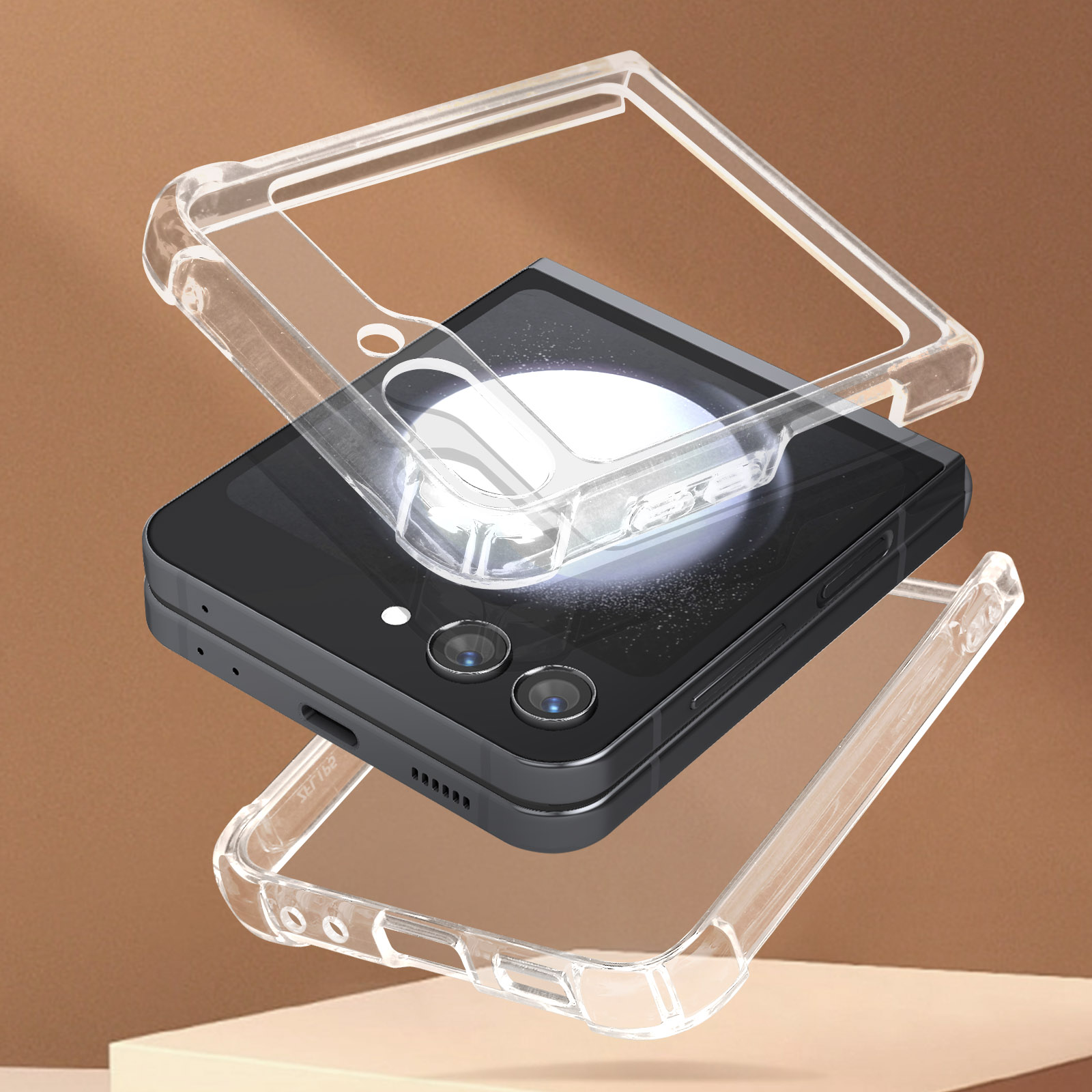 Flip Galaxy Schutzhülle Z Samsung, Ecken Series, AVIZAR 5, verstärkten mit Transparent Backcover,