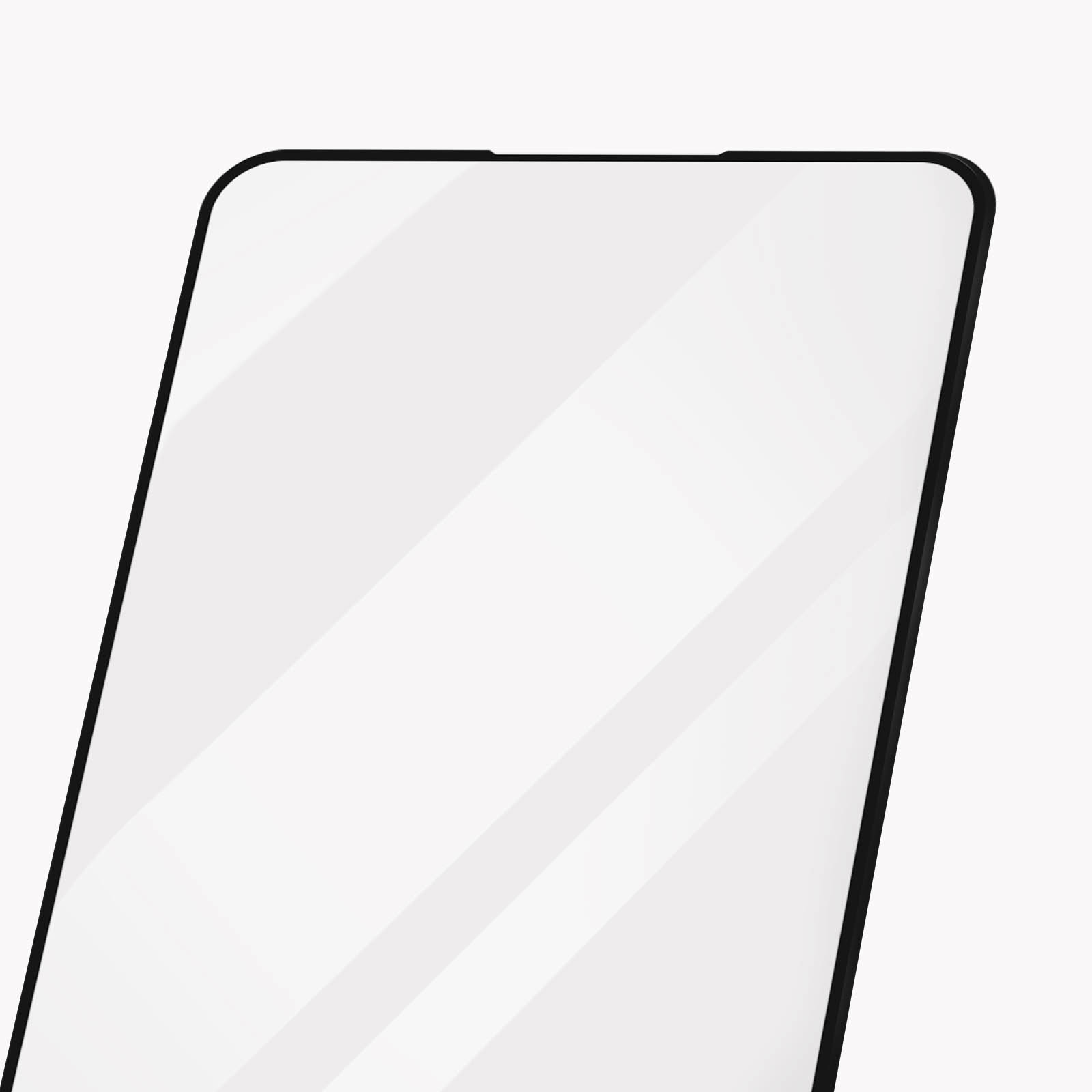 Primo piano di uno schermo del telefono. Cornice nera, schermo bianco.