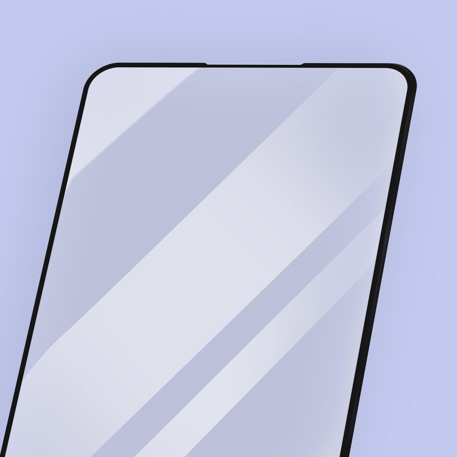 Un primo piano dello schermo di uno smartphone. Lo schermo è nero e mostra un riflesso.