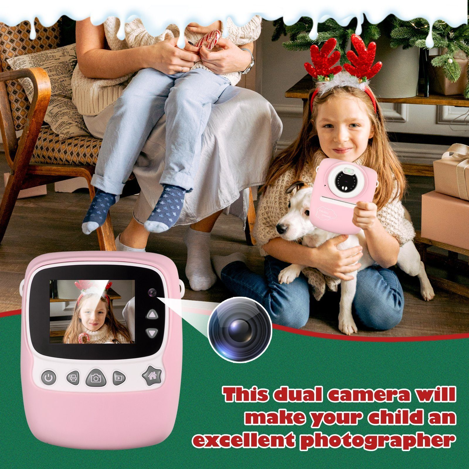 LINGDA Kinderkamera 30MP 1080P HD 32GB Selfie Rosa Kinderkamera Kamera , Videokamera SD-Karte Kinder