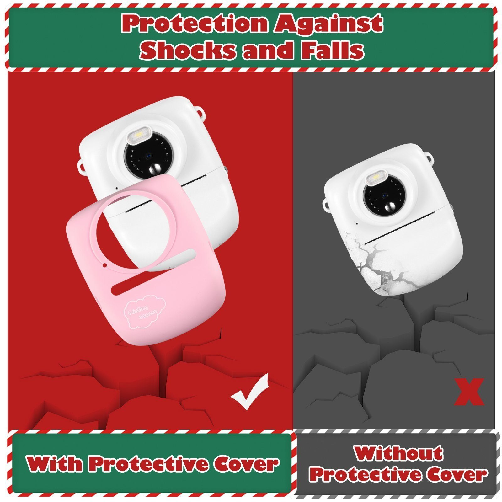 Fundas protectoras para una cámara, que muestran protección contra caídas y golpes.