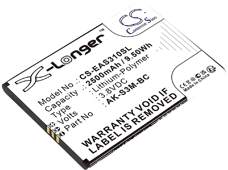 MOBILOTEC Akku kompatibel mit Emporia AK-S3m-BC Li-Ion Akku, Li-Ion, 3.8 Volt, 2500 mAh