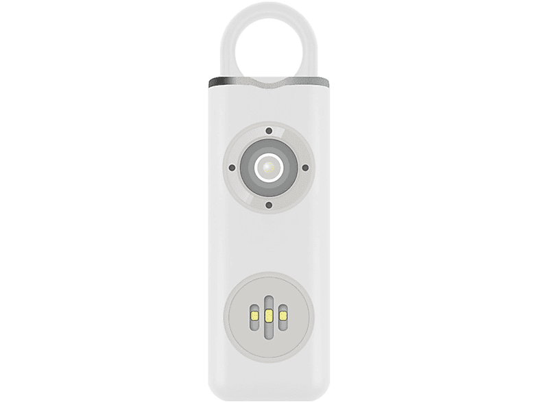 Alarme, - LED-beleuchtet, Schlüsselanhänger Defensivalarm wiederaufladbarer Zyklus Weiß LACAMAX Weißer