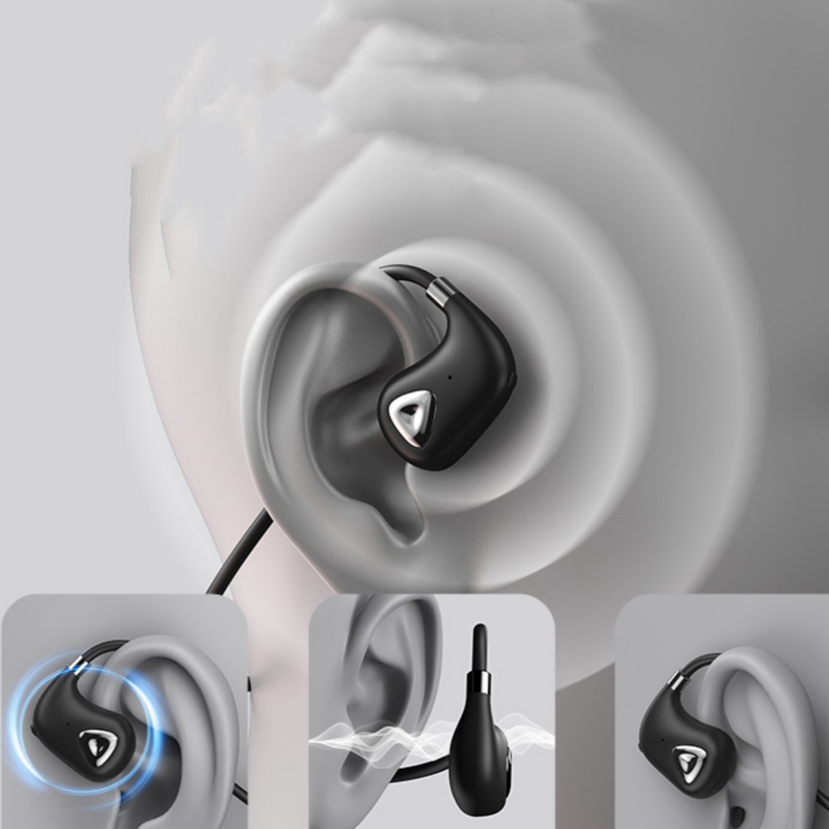 In-ear SHAOKE Air-Conduction-Kopfhörer Klarer Klang Weiß 7Std Kopfhörer Wiedergabe, IPX5