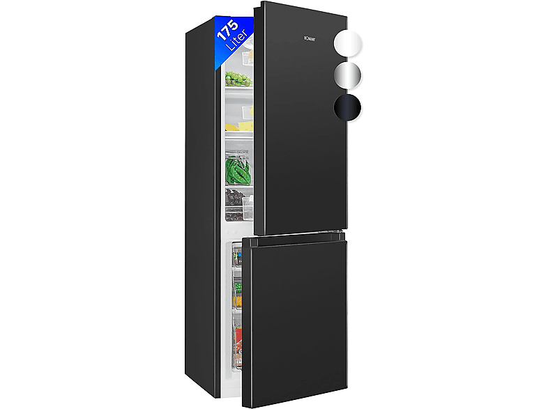 BOMANN KG 322.1 SW 50CM 165L 732211 Kühlgefrierkombination (D, 156,04 kWh, 1430 mm hoch, Schwarz)
