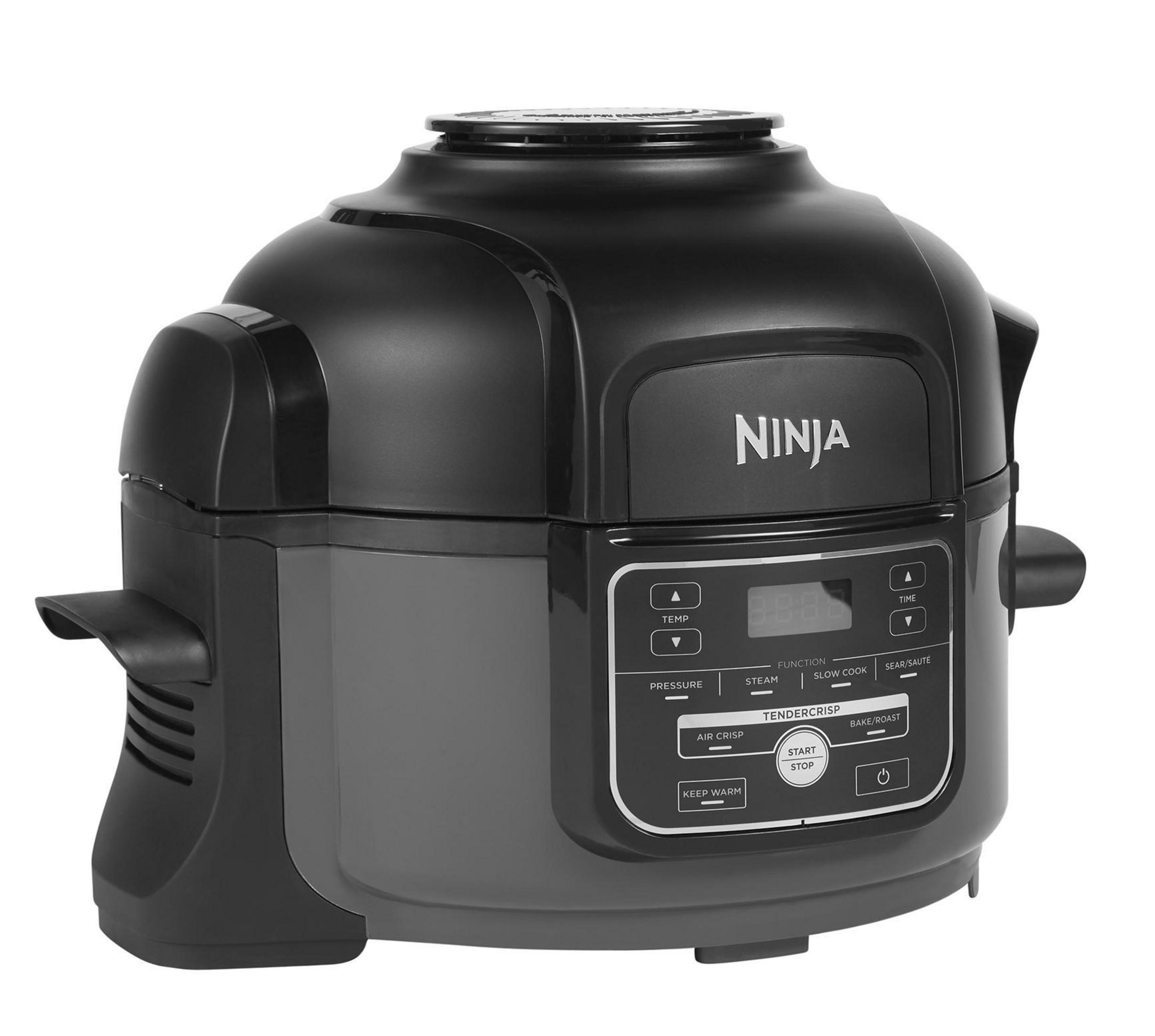 Schwarzer Ninja Multi-Kocher mit Knöpfen, Bildschirm und Griff.