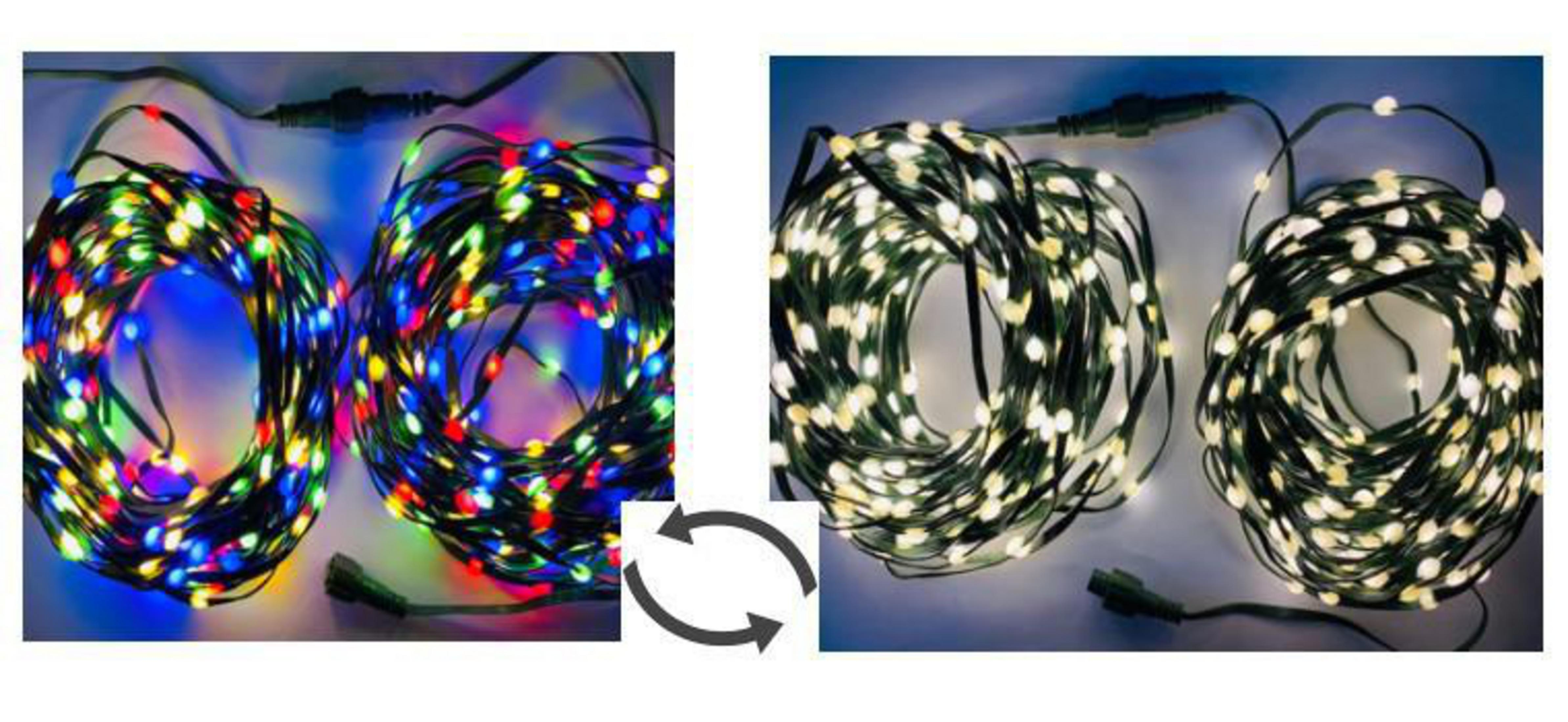 FHS 35655 LED LICHTERKETTE X (Kabel), Mehrfarbig Grün + 100 Beleuchtung, Warmweiß LED