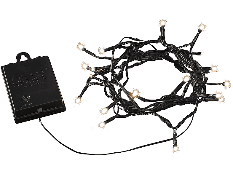 KONSTSMIDE 3722800 LED LICHTERKETTE SCHALTER 20ER Weihnachtsbeleuchtung, Schwarz, Bernstein