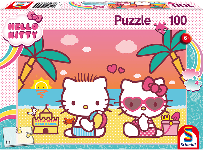 SCHMIDT SPIELE Kinderpuzzle 100 - KITTY Badespaß Puzzle Kitty Hello mit - Teile HELLO Kitty