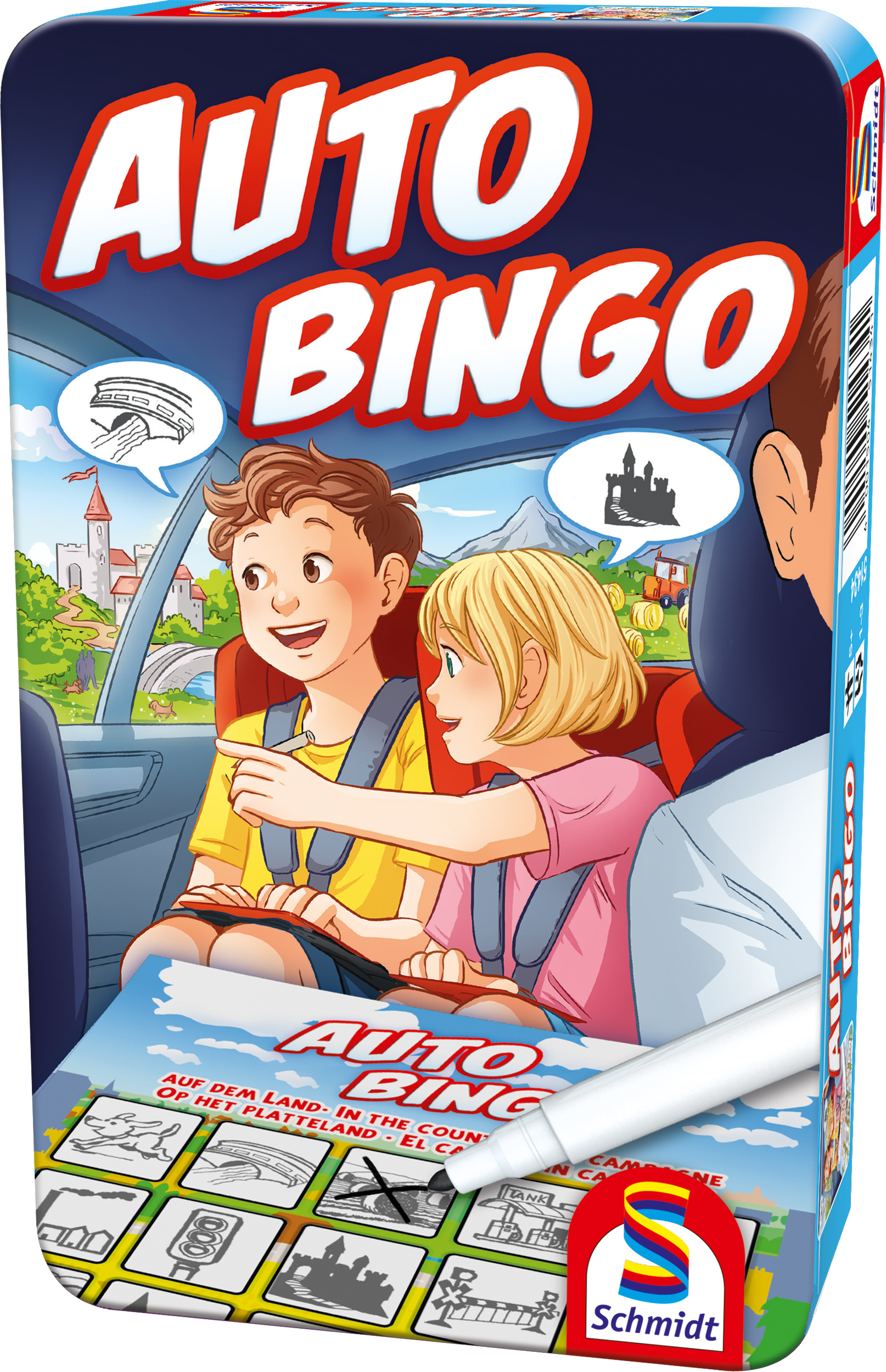 SCHMIDT SPIELE Bring-Mich-Mit-Spiel in Metalldose - nein M-Auto-Bingo  Gesellschaftsspiel