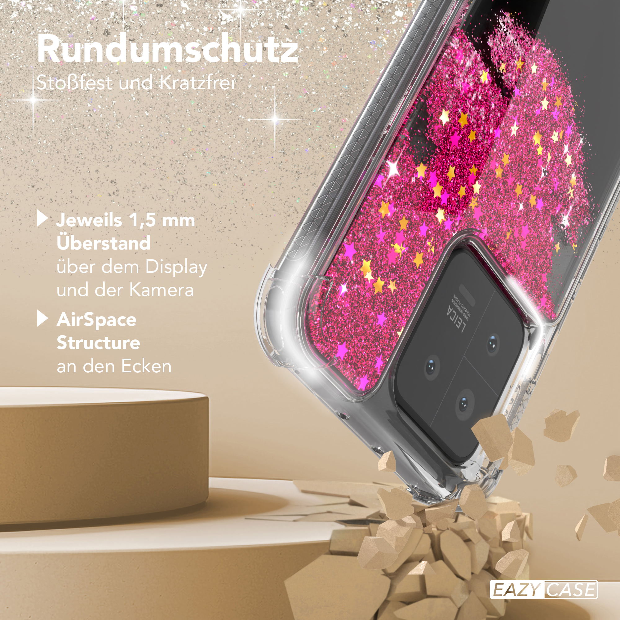EAZY CASE Glitzerhülle Flüssig, 13, Pink Xiaomi, Backcover