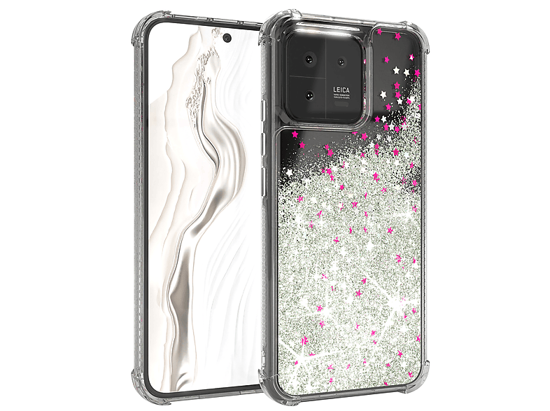 Silber Backcover, CASE 13, Xiaomi, EAZY Flüssig, Glitzerhülle