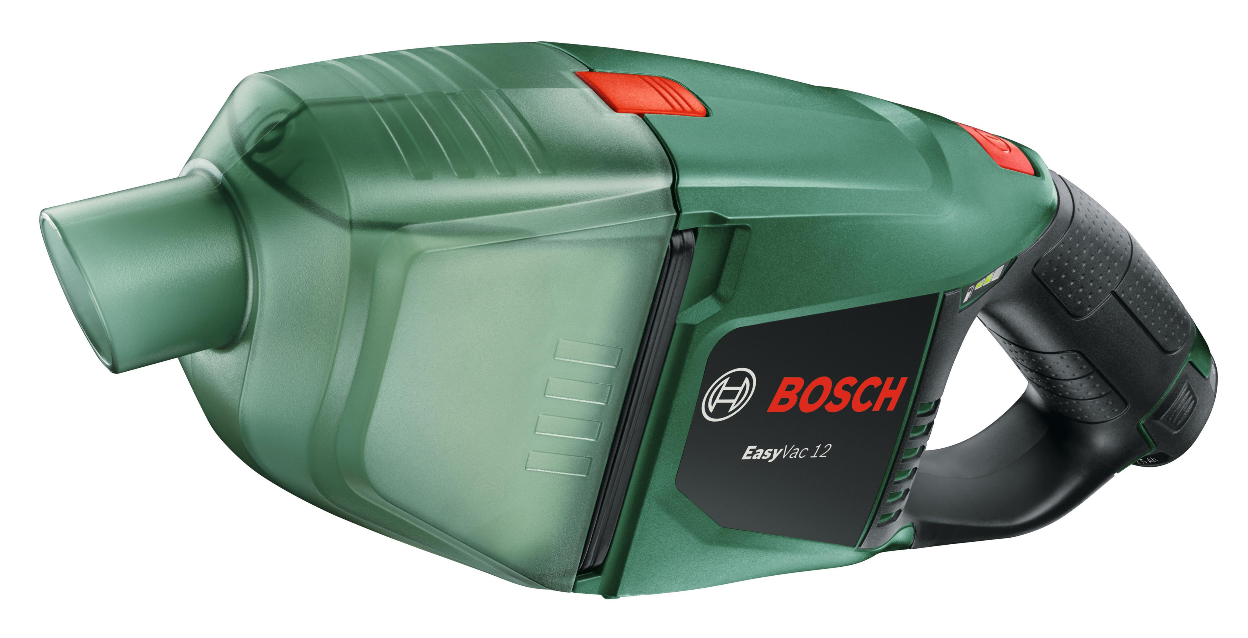 Aspirateur à main vert et noir avec le logo Bosch.
