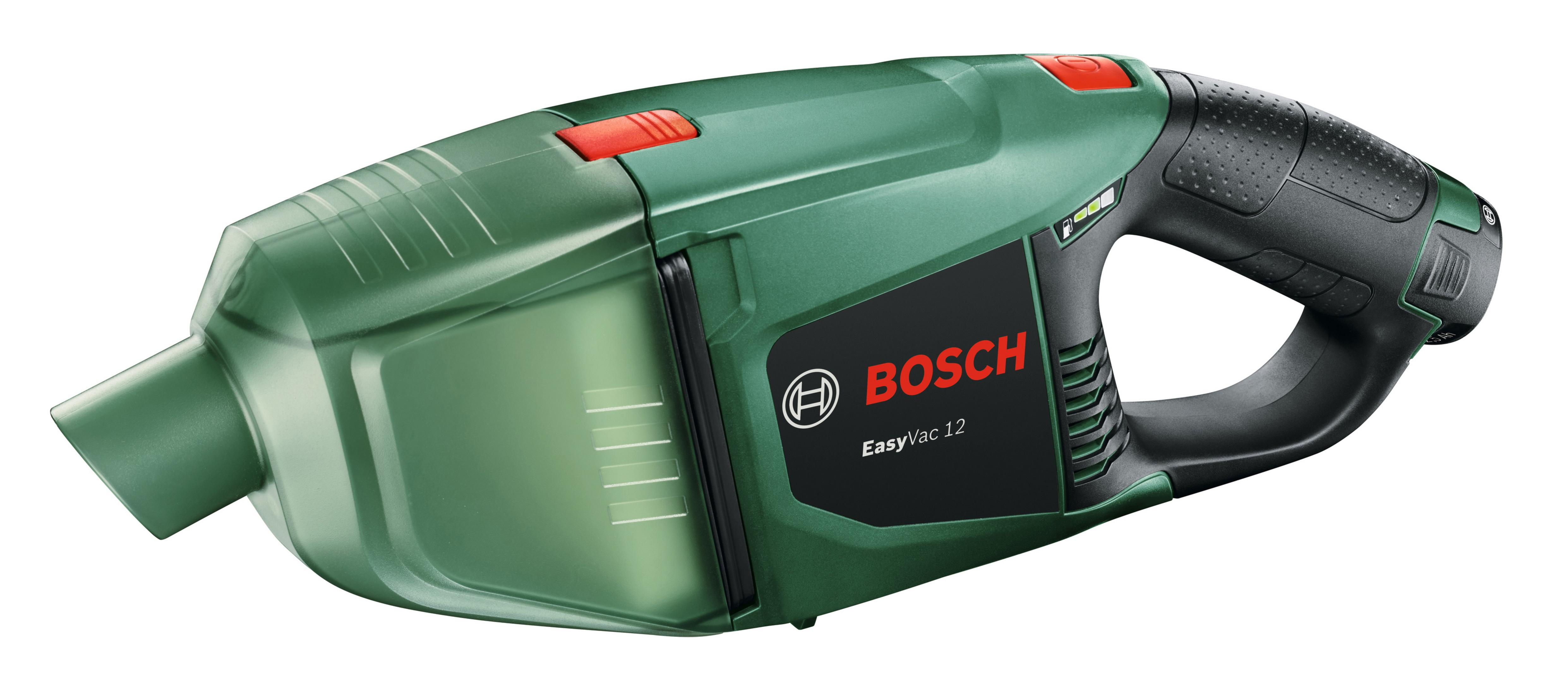Un aspirateur à main vert et noir, avec la marque 'BOSCH' sur le côté.