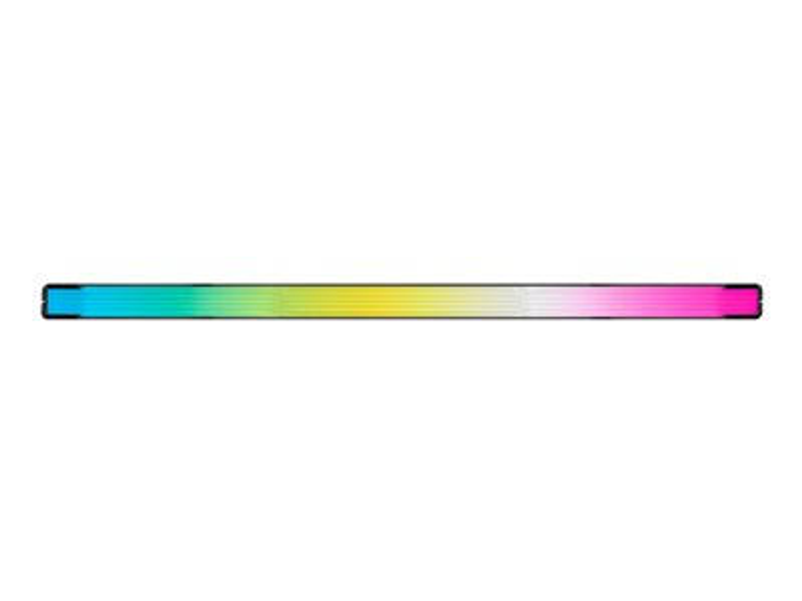 Una barra de luz LED recta con múltiples colores a lo largo. Está encendida.