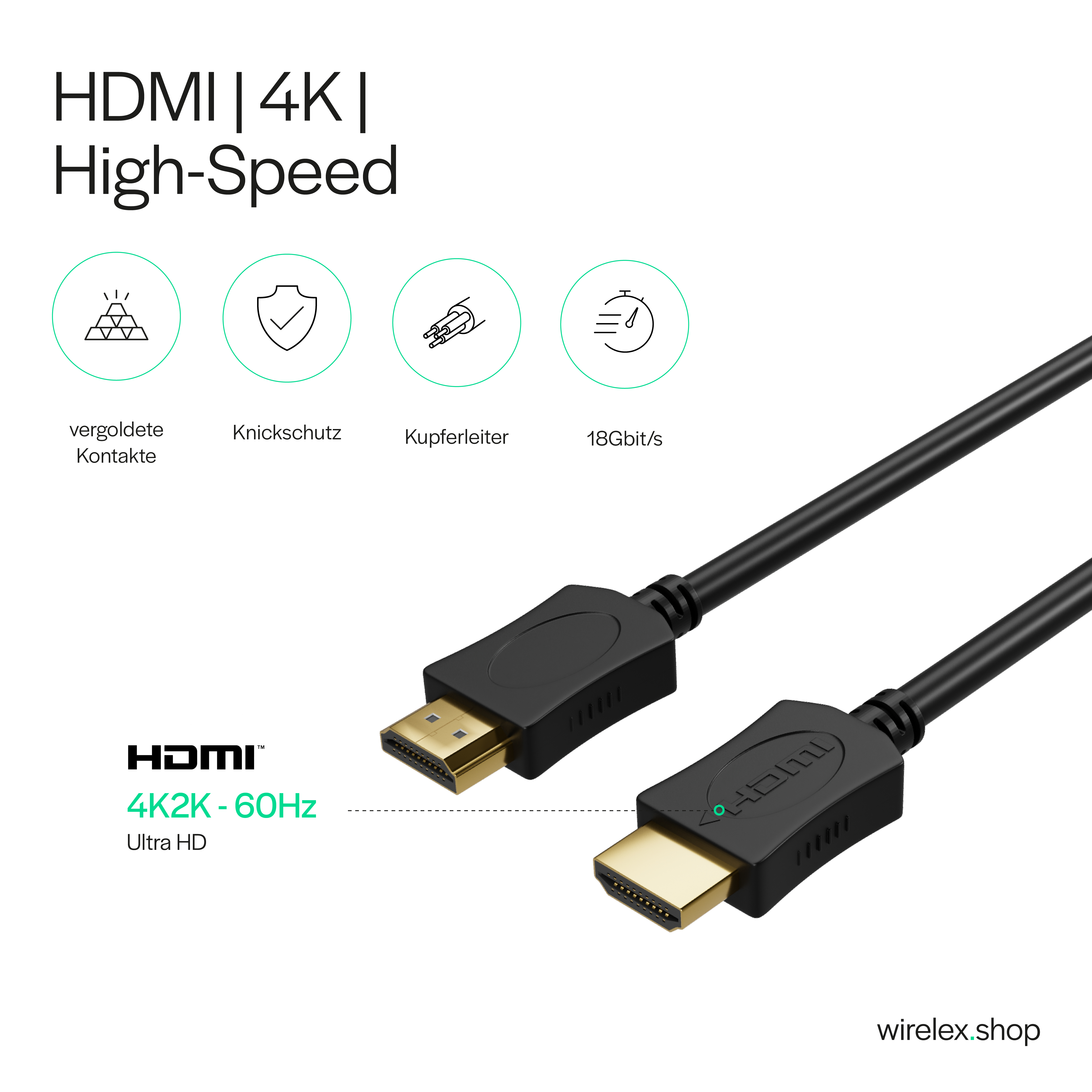 HEAC / Kabel 1,5m HDMI HDMI KABELBUDE A-Stecker A-Stecker verg. HDMI
