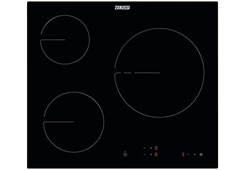 Placa de vitrocerámica - ZANUSSI ZHRX639K, 3 zonas, 560 mm, Negro