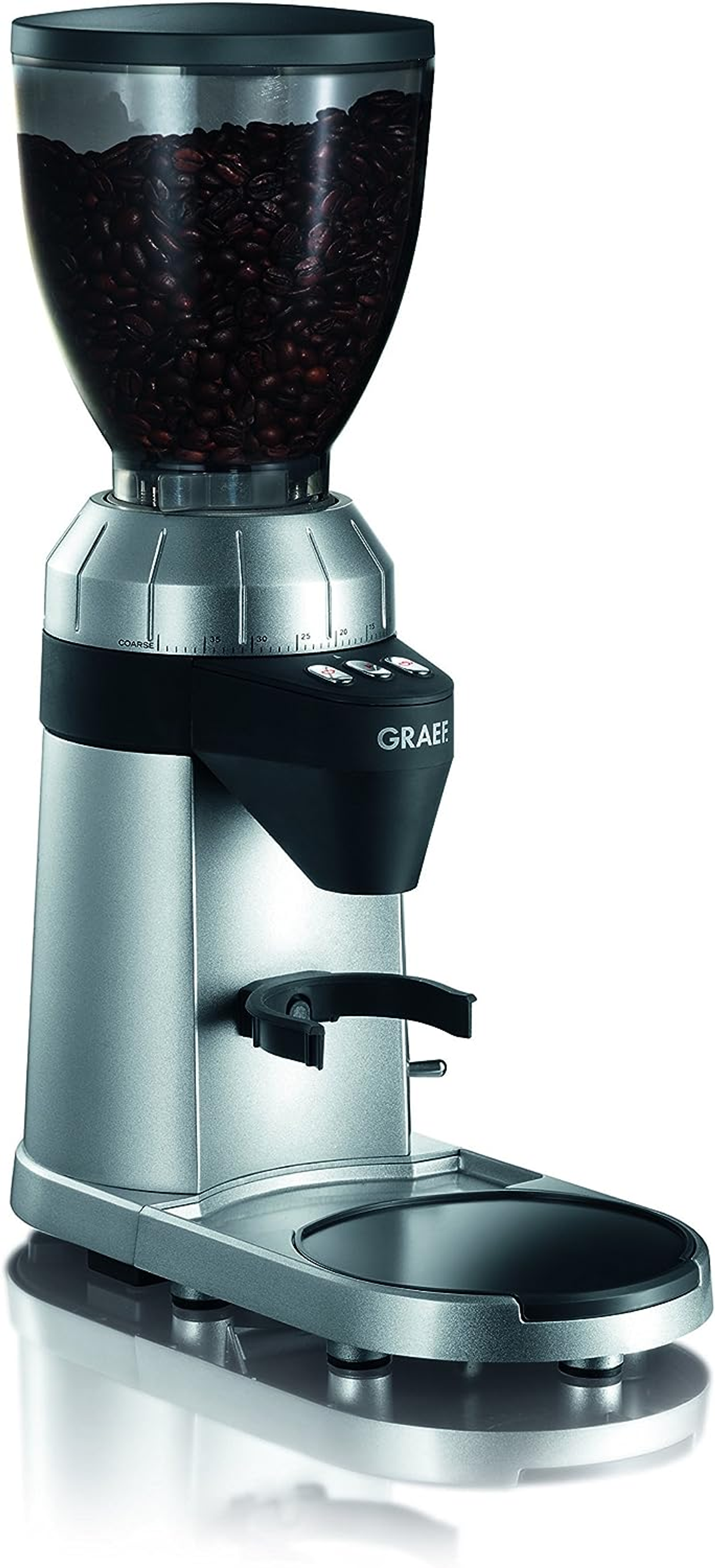 GRAEF CM 900 KAFFEEMÜHLE Silber Watt, (128 Edelstahl-Kegelmahlwerk) Kaffeemühle EU