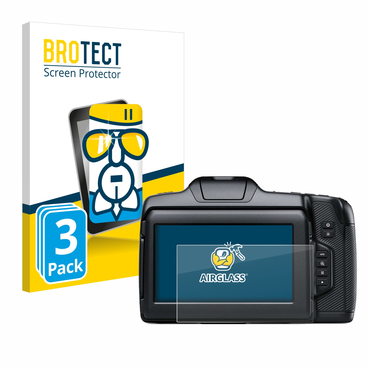 BROTECT 3x Airglass Camera Pocket Blackmagic Cinema Schutzfolie(für klare 6K G2)
