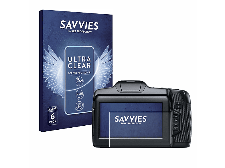 SAVVIES 6x klare Schutzfolie(für Blackmagic Pocket Cinema Camera 6K G2)
