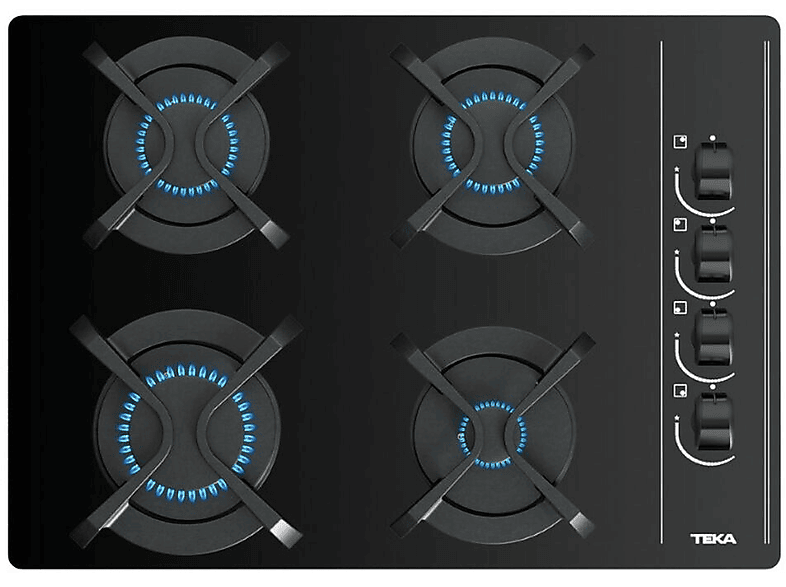 Placa de gas | TEKA Teka | Placa Cristal Gas, 4 zonas, Gas Butano, 600 ...