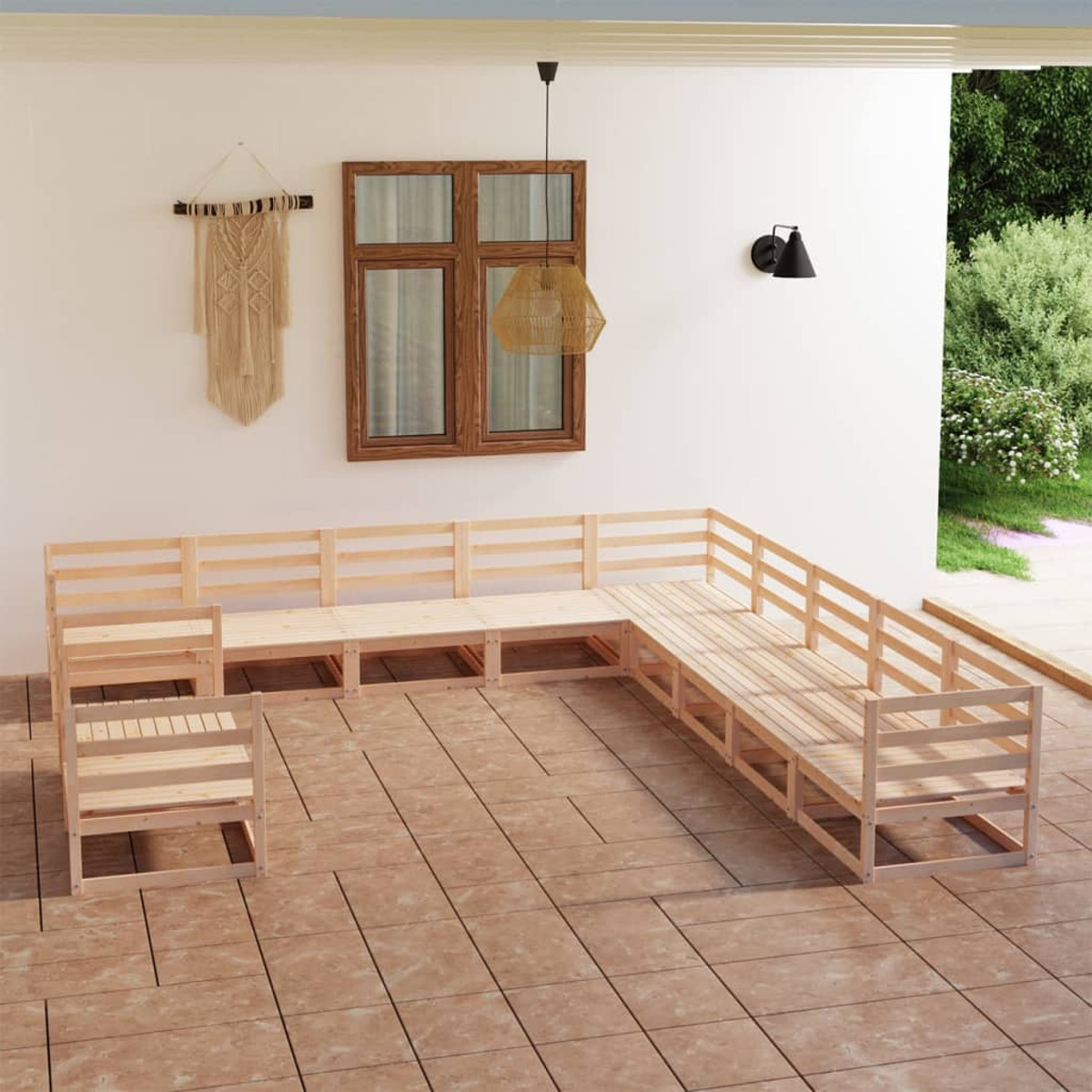 VIDAXL Natur 3075934 und Stuhlset, Gartentisch-