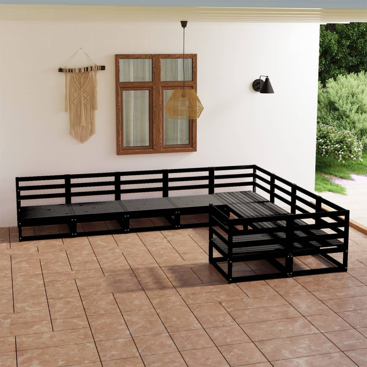 Schwarz VIDAXL Stuhlset, und 3075988 Gartentisch-