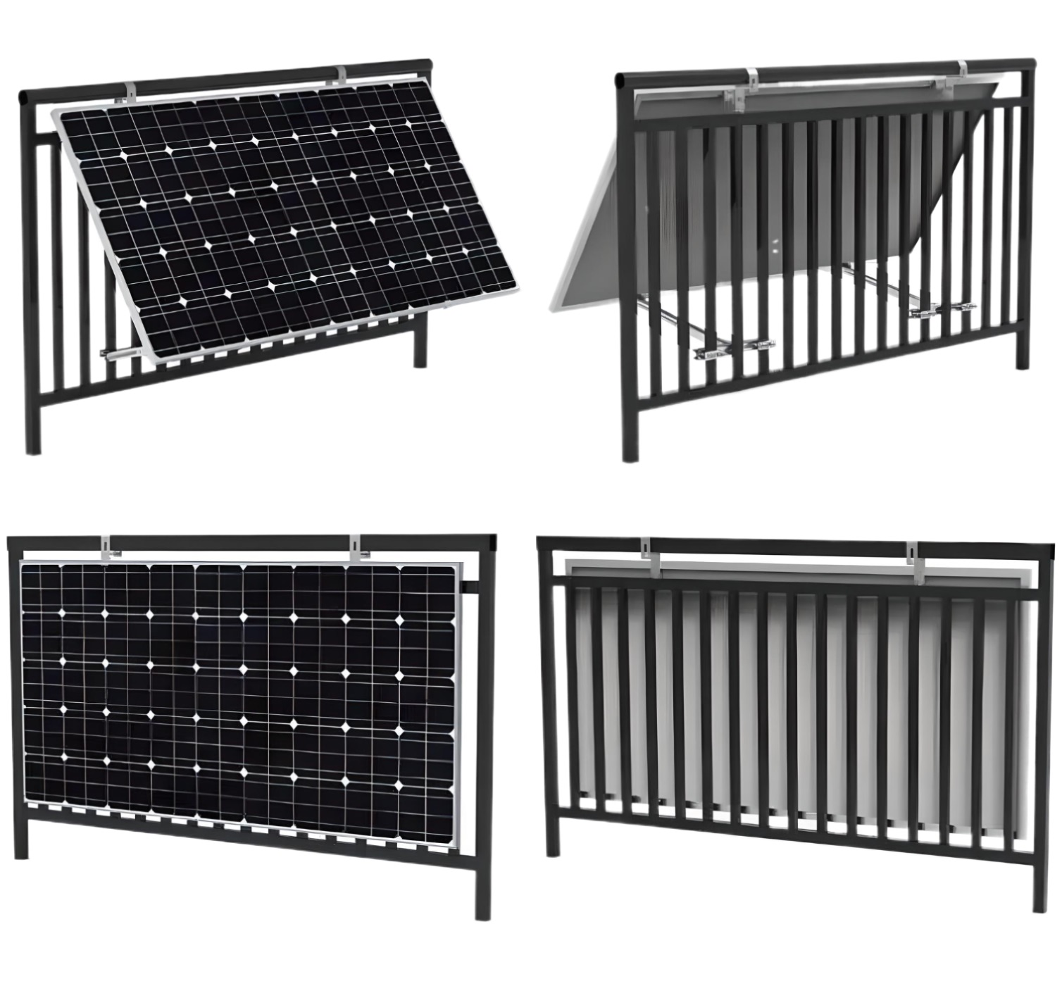 Solar Befestigung mit Halterungs-Set Rundhaken Balkon TZIPower Solarmodul Halterung