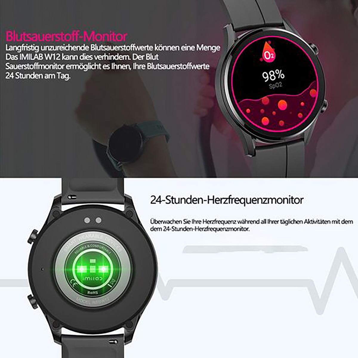 FINE ZNSB 6 PRO Schwarz 2 Gummi, LIFE Smartwatch