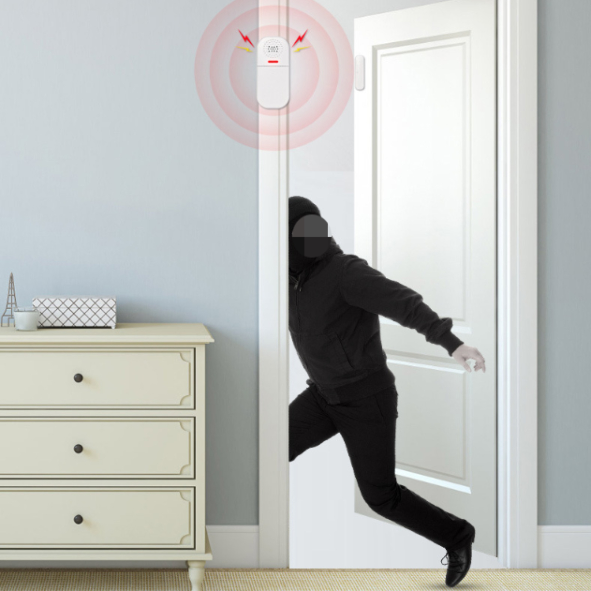 LACAMAX Magnetischer Türalarm - langlebig 130 sicherer Ihr laut, Weiß Schutz dB Zuhause, Fenster-/Türkontakt, für