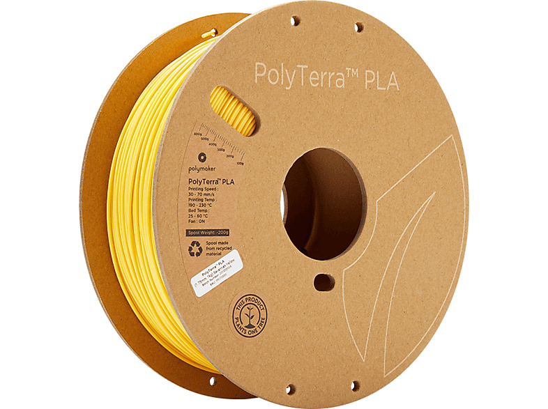 POLYMAKER PolyTerra Pla Gelb 1.75 mm 1KG FDM Filament | 3D-Drucker